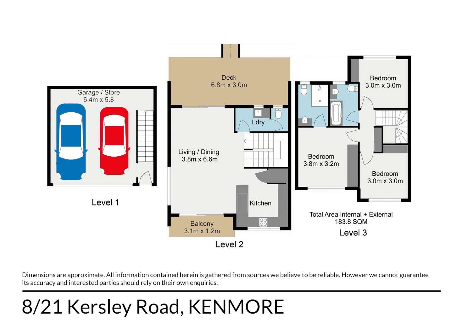 Floorplan of Homely townhouse listing, 8/21 Kersley Road, Kenmore QLD 4069