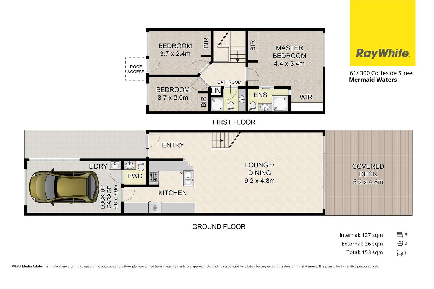 Floorplan of Homely townhouse listing, 61/300 Cottesloe Drive, Mermaid Waters QLD 4218