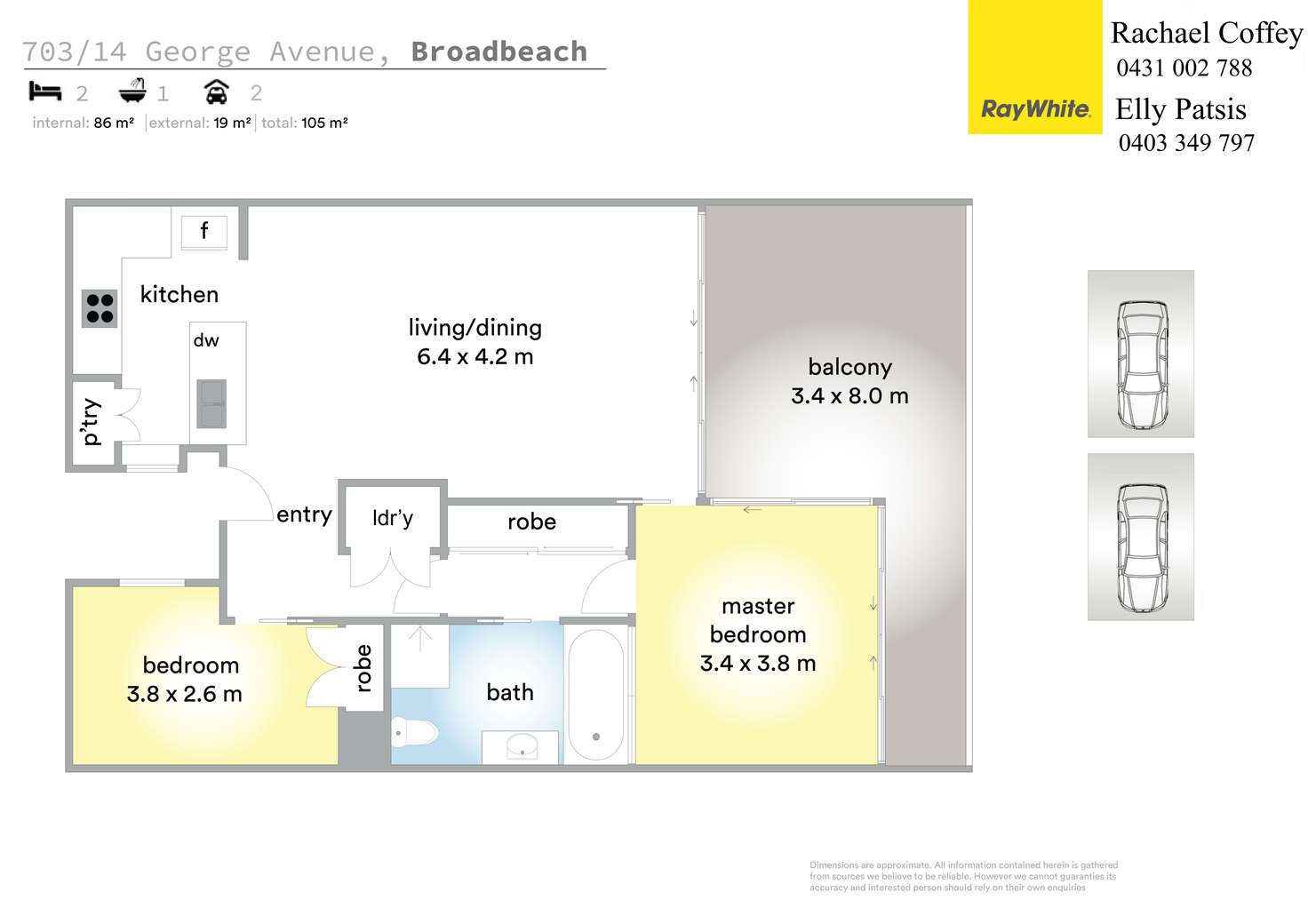 Floorplan of Homely apartment listing, 703 'Ultra' 14 George Avenue, Broadbeach QLD 4218