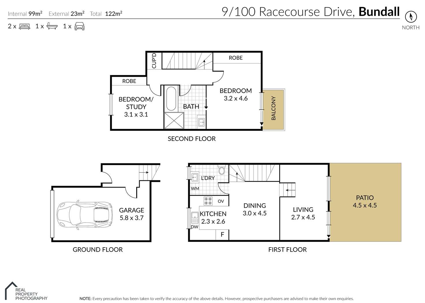 Floorplan of Homely townhouse listing, 91/100 Racecourse Drive, Bundall QLD 4217