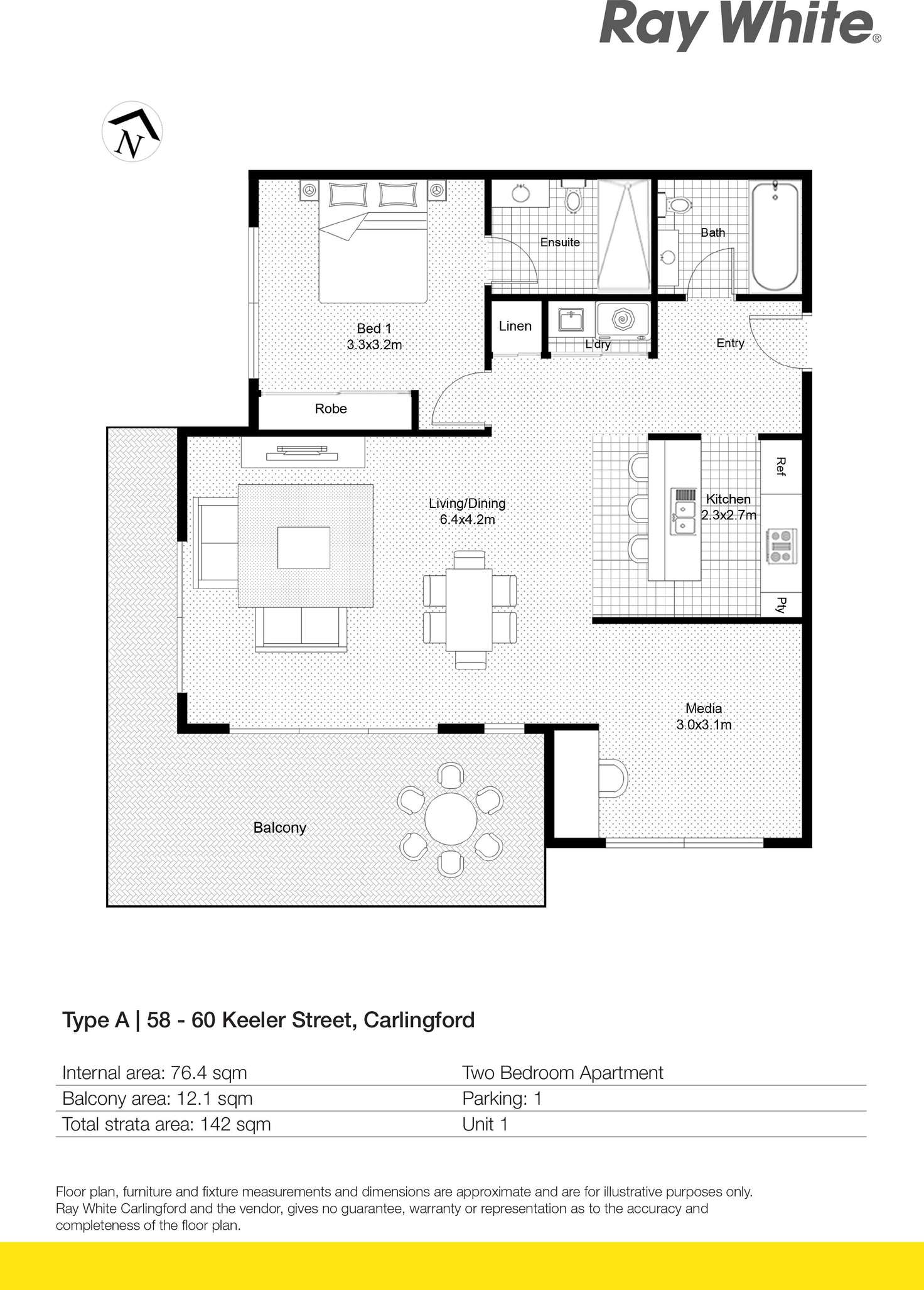 Floorplan of Homely apartment listing, 1/58-60 Keeler Street, Carlingford NSW 2118