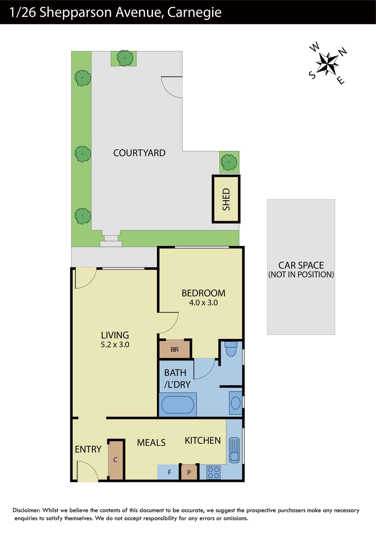 Floorplan of Homely apartment listing, 1/26 Shepparson Avenue, Carnegie VIC 3163