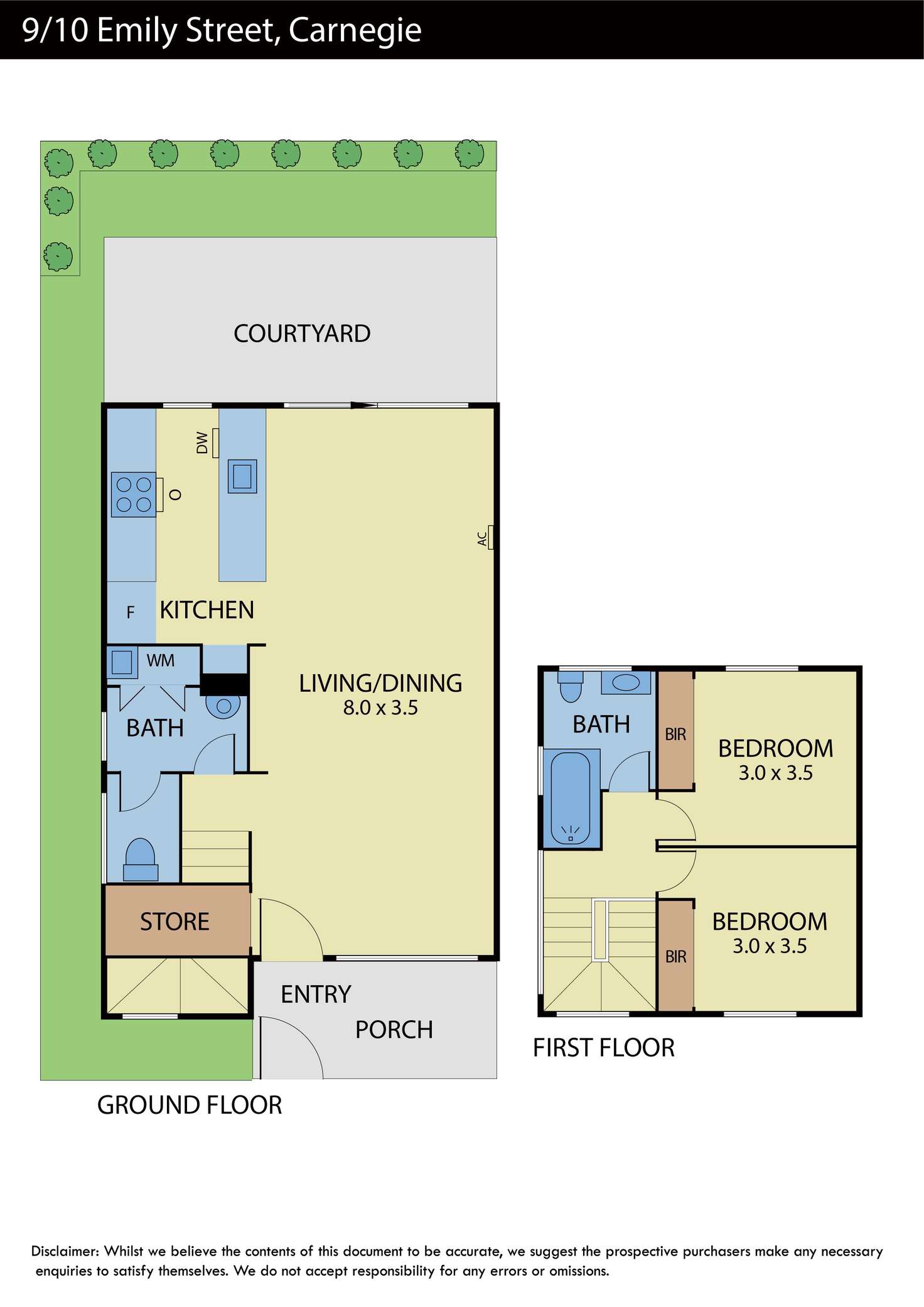 Floorplan of Homely townhouse listing, 9/10 Emily Street, Carnegie VIC 3163