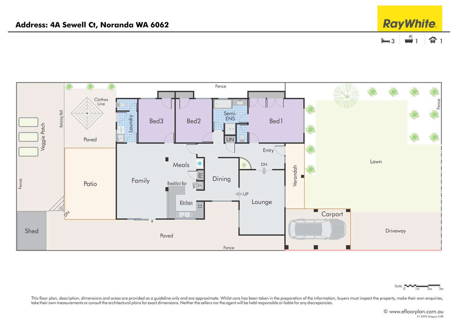 Floorplan of Homely semiDetached listing, 4A Sewell Court, Noranda WA 6062