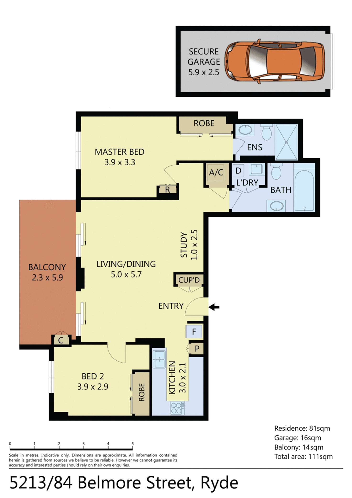 Floorplan of Homely unit listing, 5213/84 Belmore Street, Ryde NSW 2112