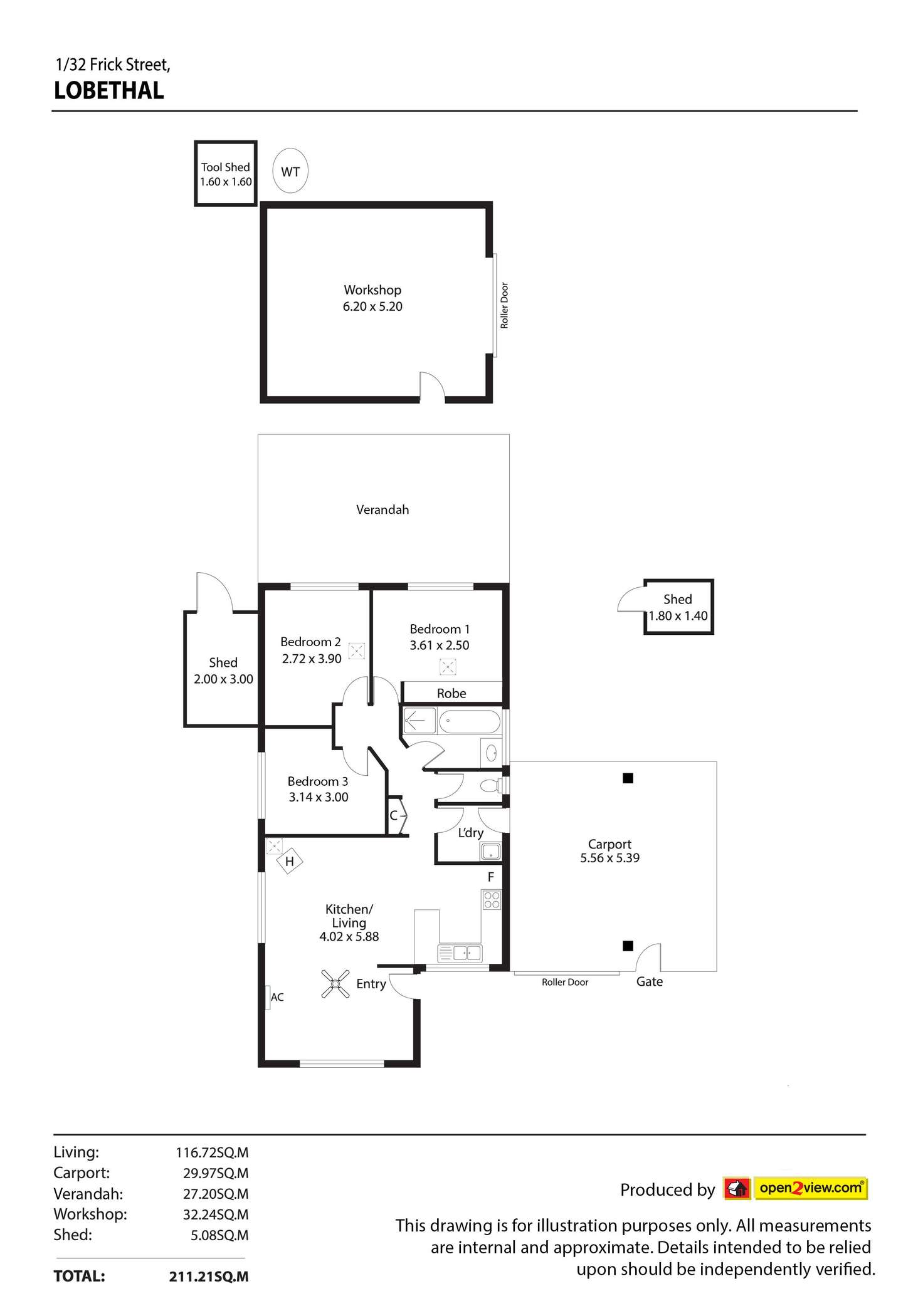 Floorplan of Homely unit listing, 1/32 Frick Street, Lobethal SA 5241