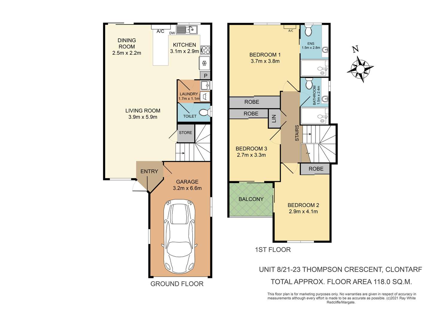 Floorplan of Homely townhouse listing, 8/21-23 Thompson Crescent, Clontarf QLD 4019