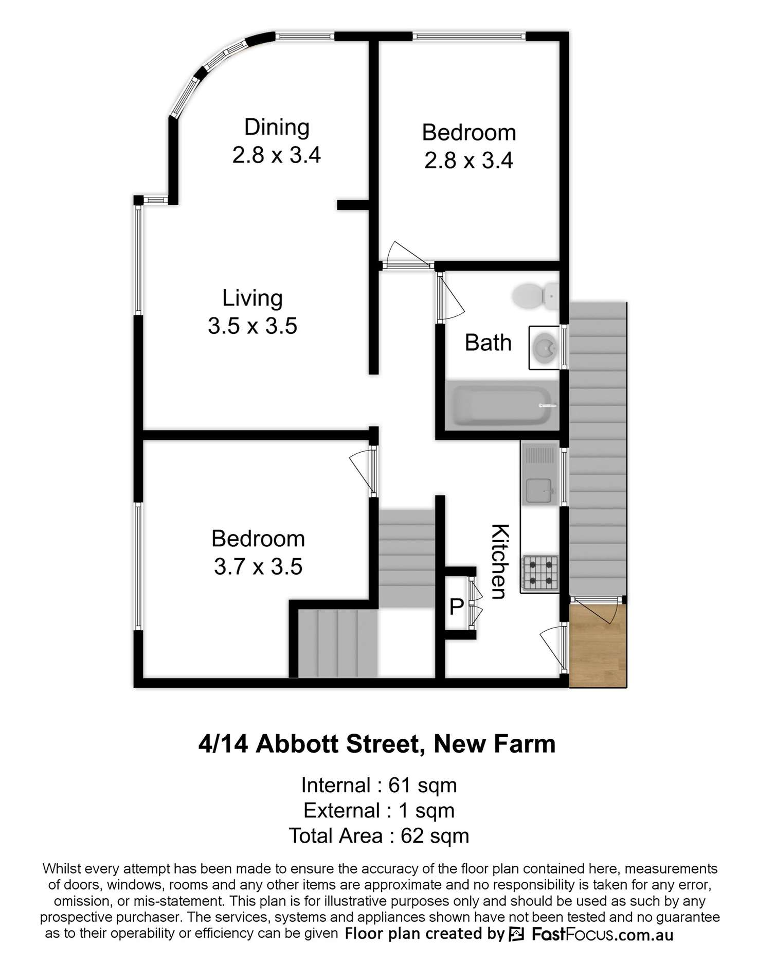 Floorplan of Homely apartment listing, 4/14 Abbott Street, New Farm QLD 4005