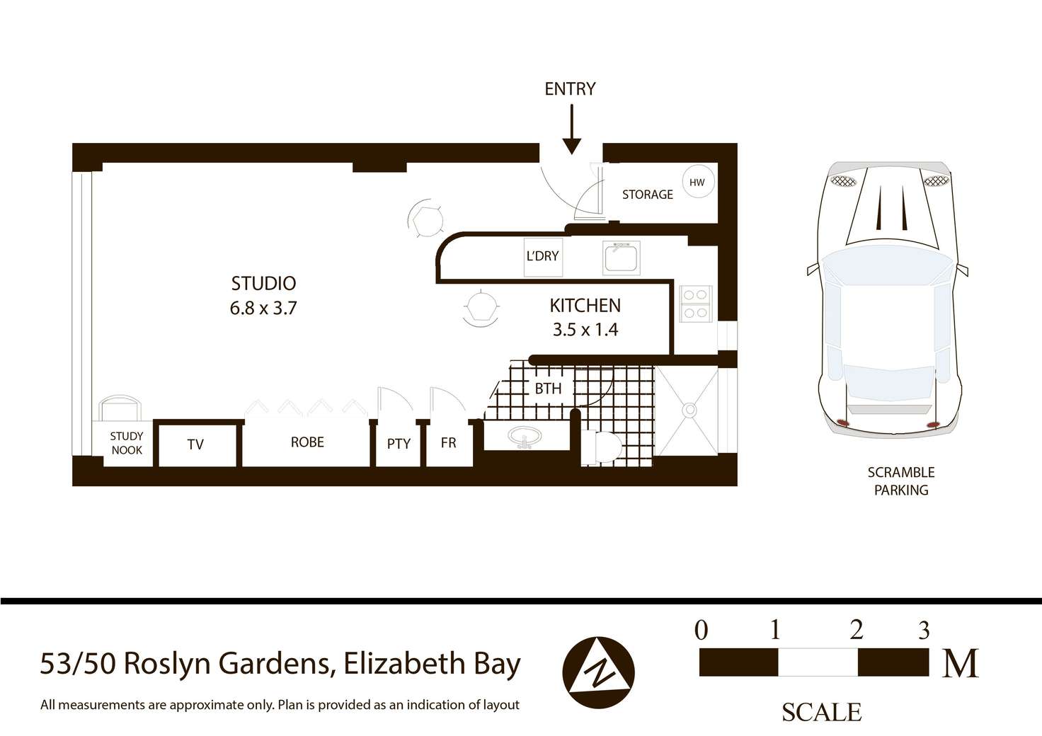 Floorplan of Homely studio listing, 53/50 Roslyn Gardens, Elizabeth Bay NSW 2011