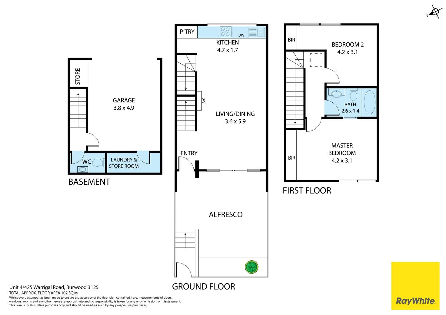 Floorplan of Homely townhouse listing, 4/425 Warrigal Road, Burwood VIC 3125
