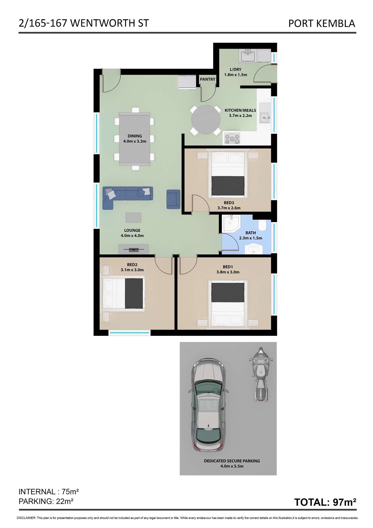 Floorplan of Homely apartment listing, 2/165-167 Wentworth Street, Port Kembla NSW 2505