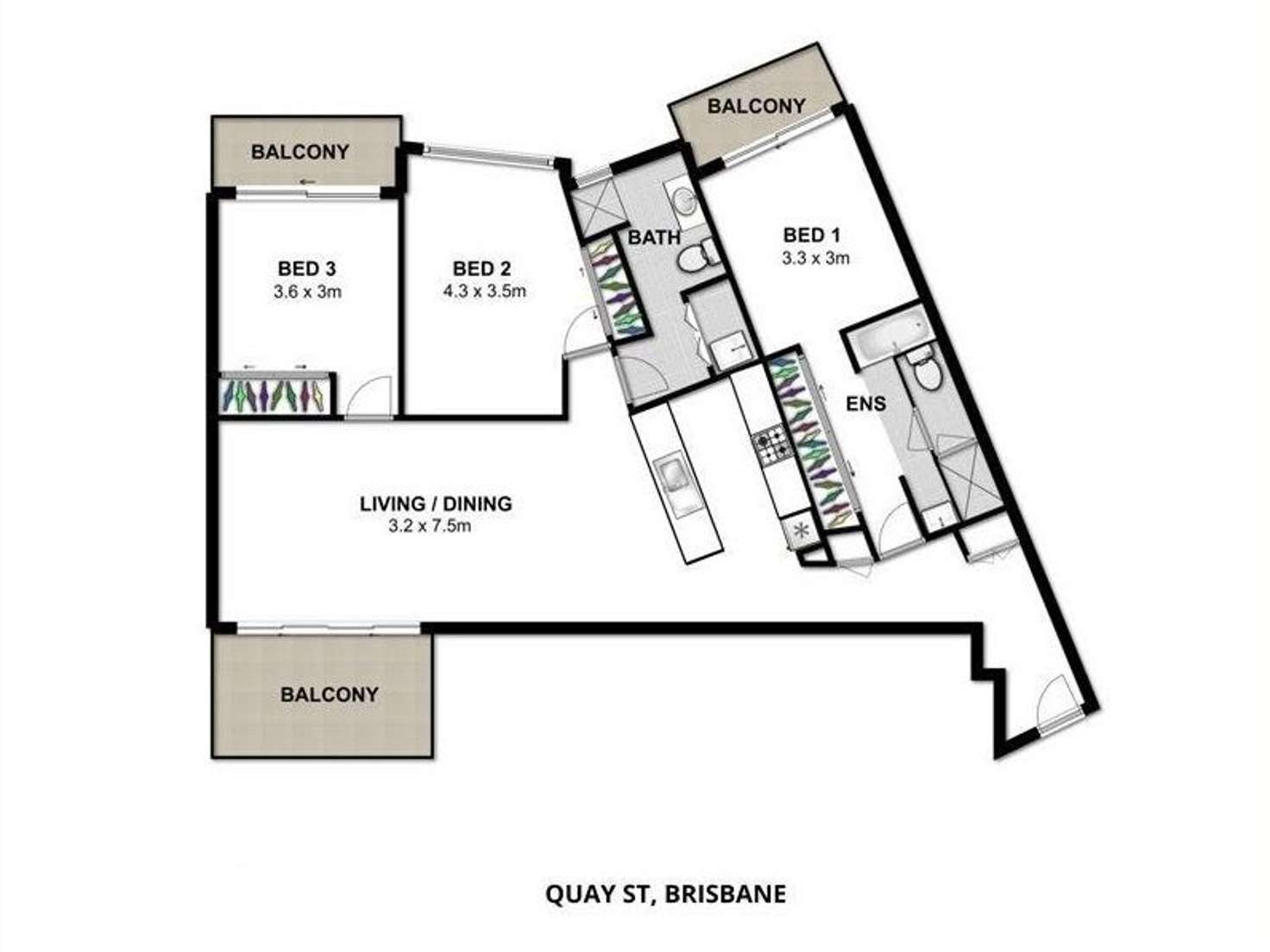 Floorplan of Homely apartment listing, 1407/92-100 Quay Street, Brisbane City QLD 4000