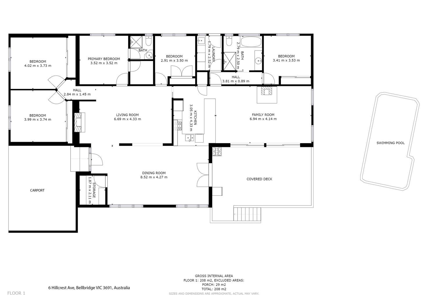 Floorplan of Homely house listing, 6 Hillcrest Avenue, Bellbridge VIC 3691