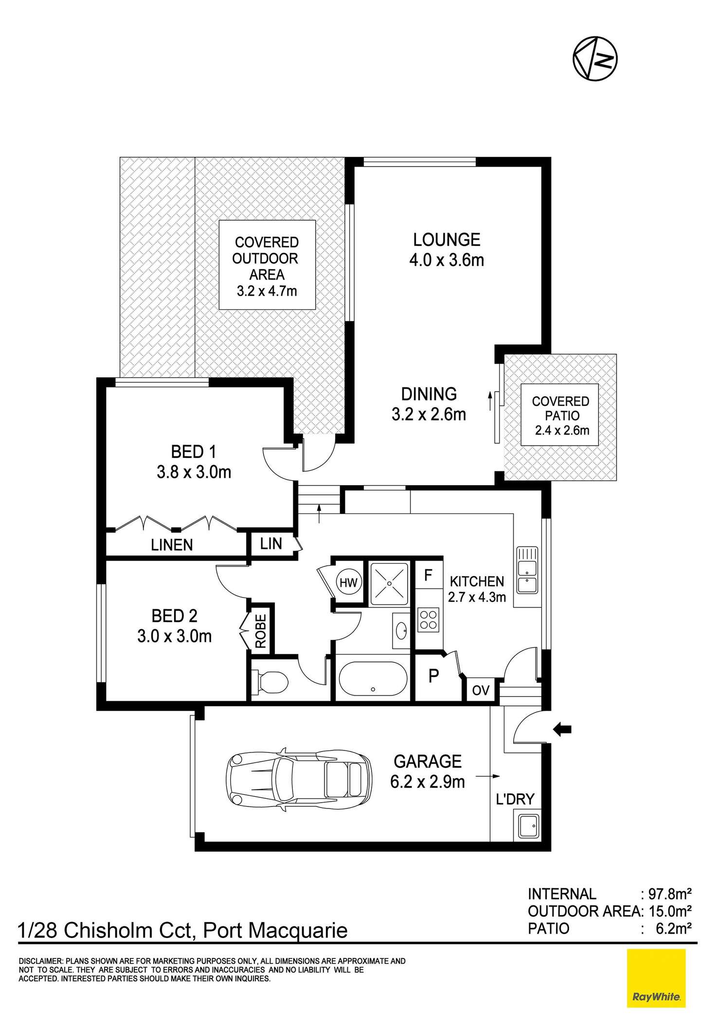 Floorplan of Homely villa listing, 1/28 Chisholm Circuit, Port Macquarie NSW 2444