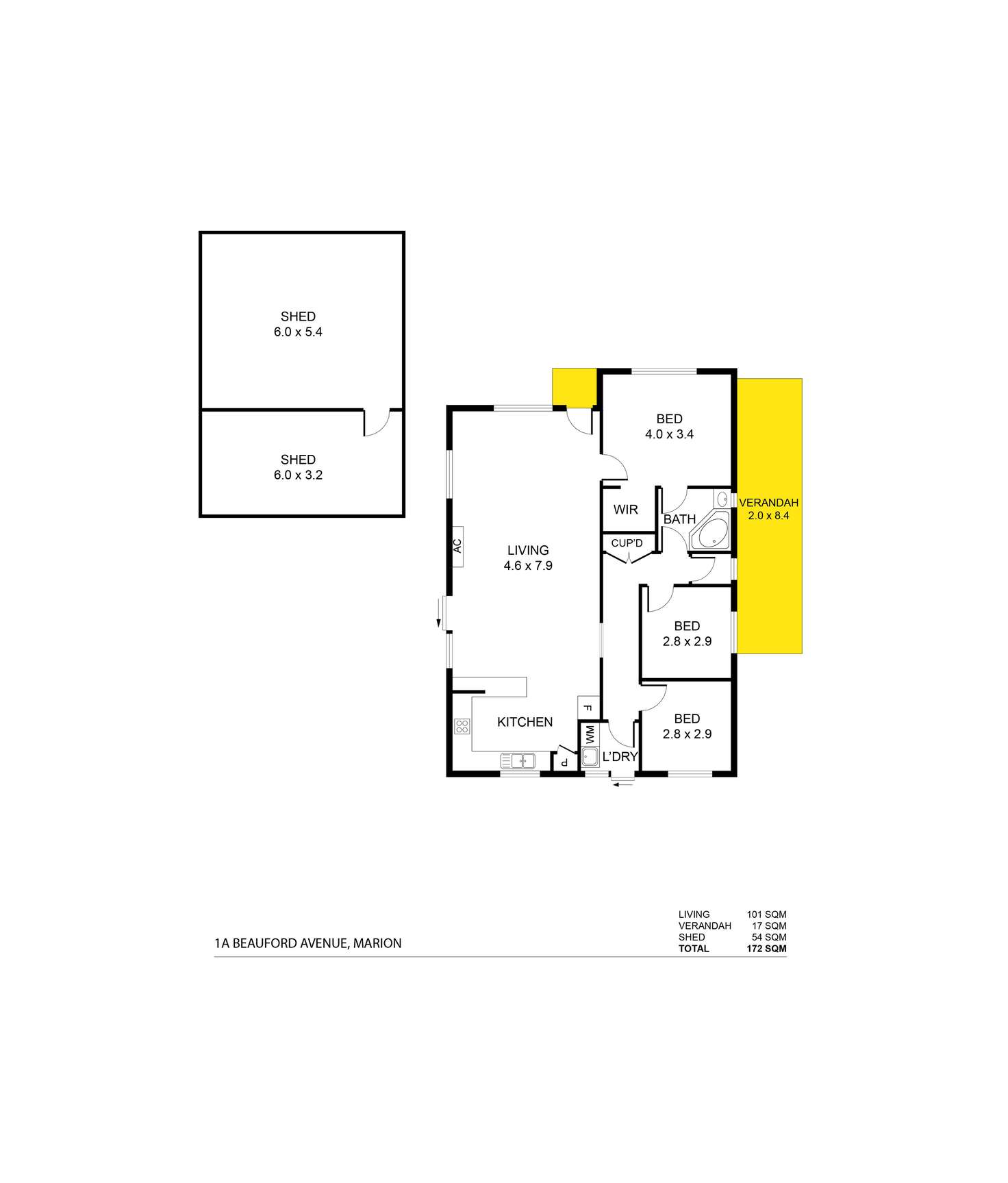 Floorplan of Homely house listing, 1A Beauford Avenue, Marion SA 5043