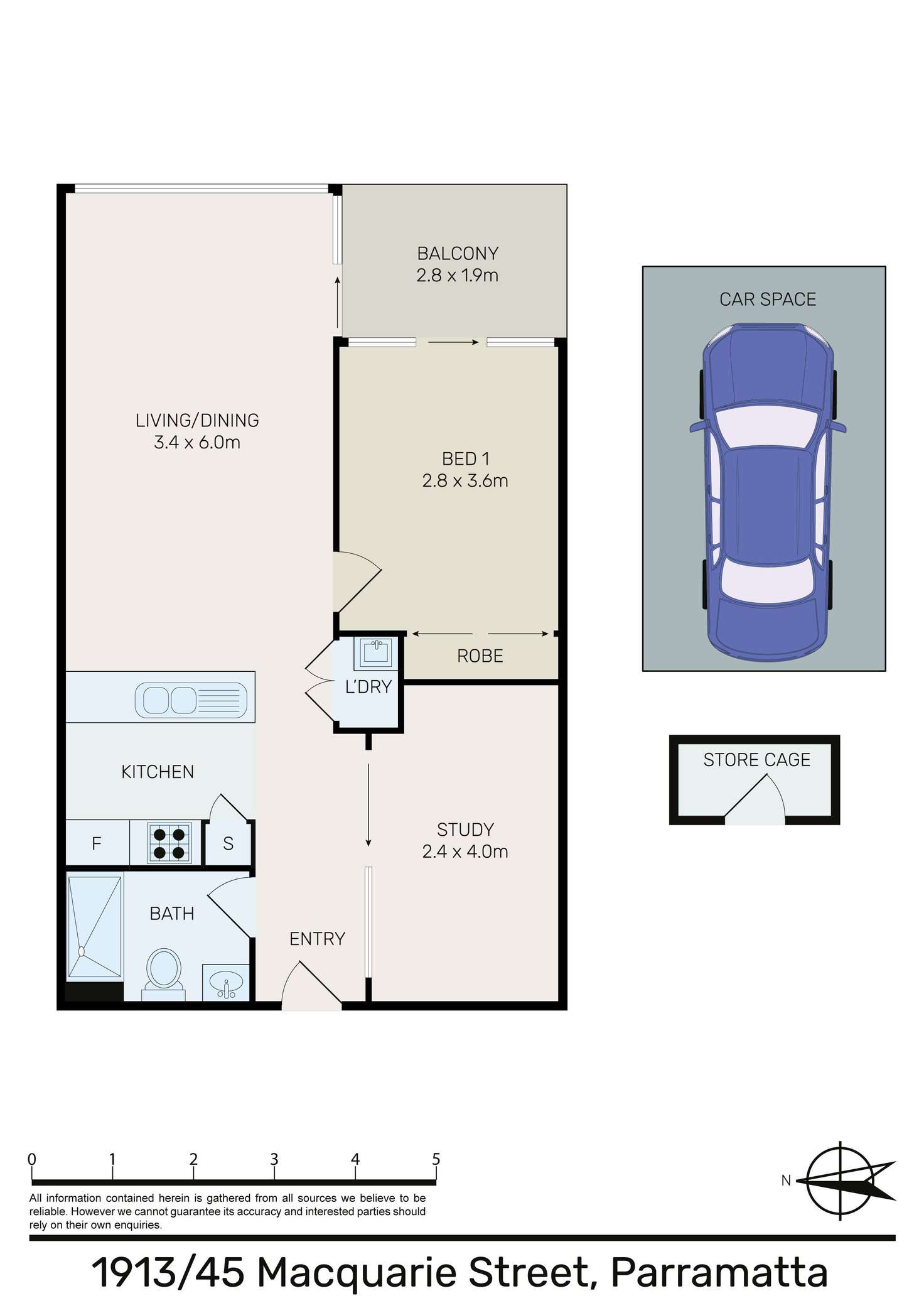 Floorplan of Homely apartment listing, 1913/45 Macquarie Street, Parramatta NSW 2150