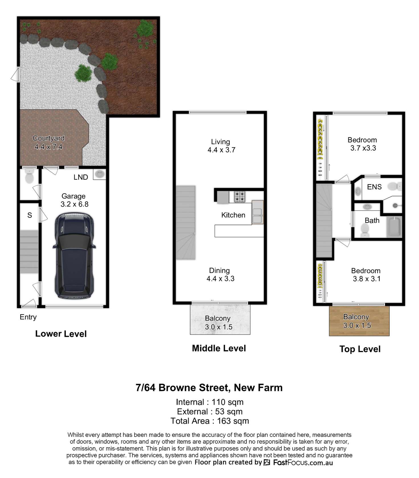 Floorplan of Homely townhouse listing, 7/64 Browne Street, New Farm QLD 4005