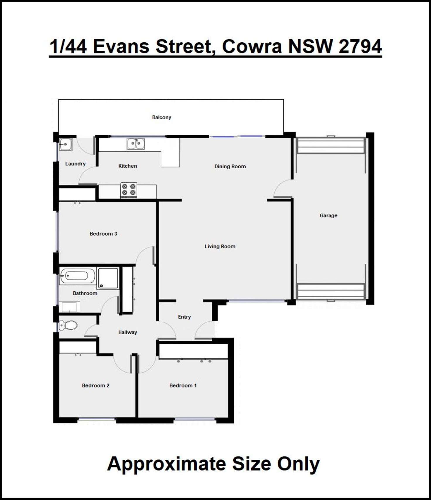 Floorplan of Homely villa listing, 1/44 Evans Street, Cowra NSW 2794