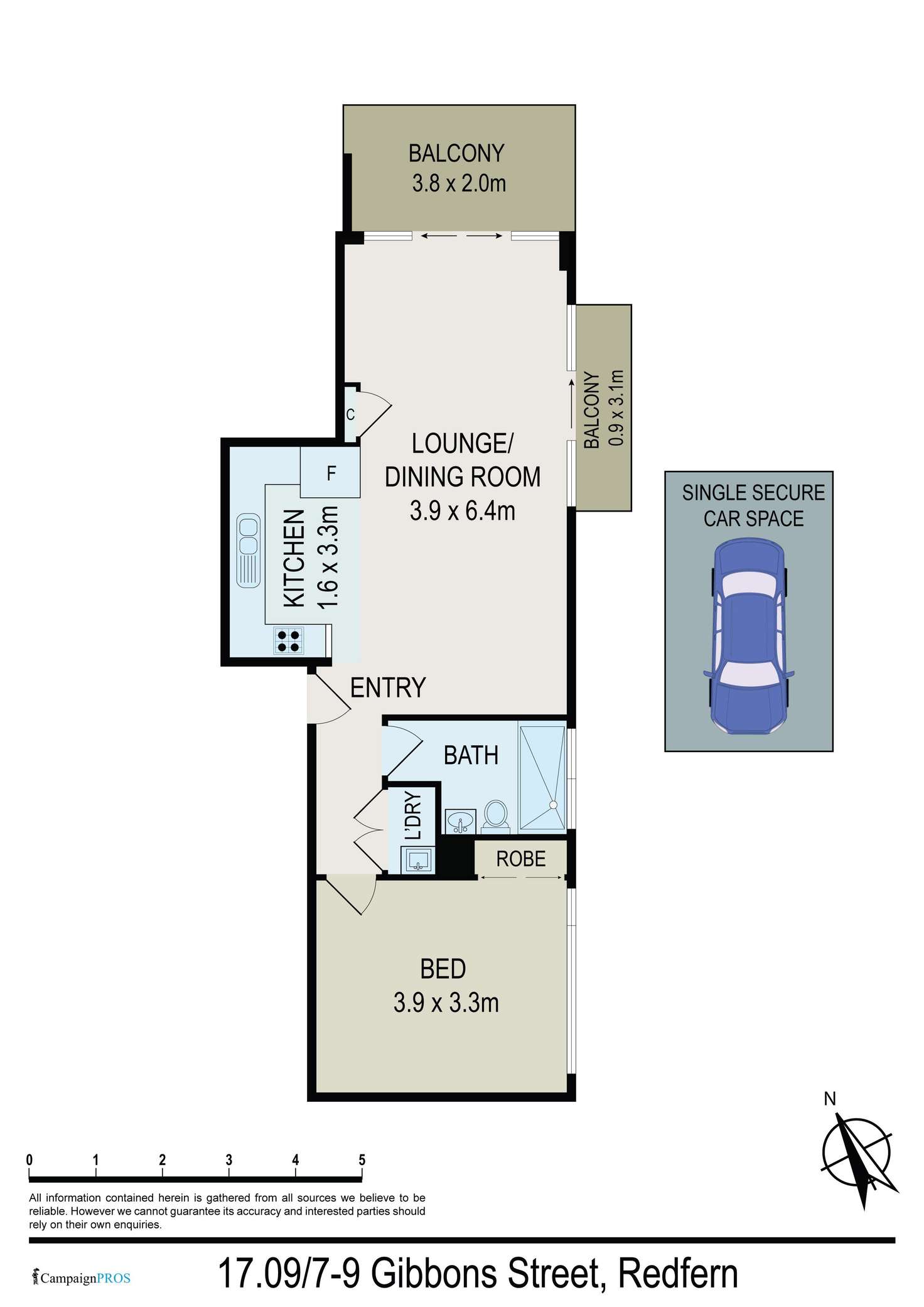 Floorplan of Homely apartment listing, 17.09/7 - 9 Gibbons Street, Redfern NSW 2016