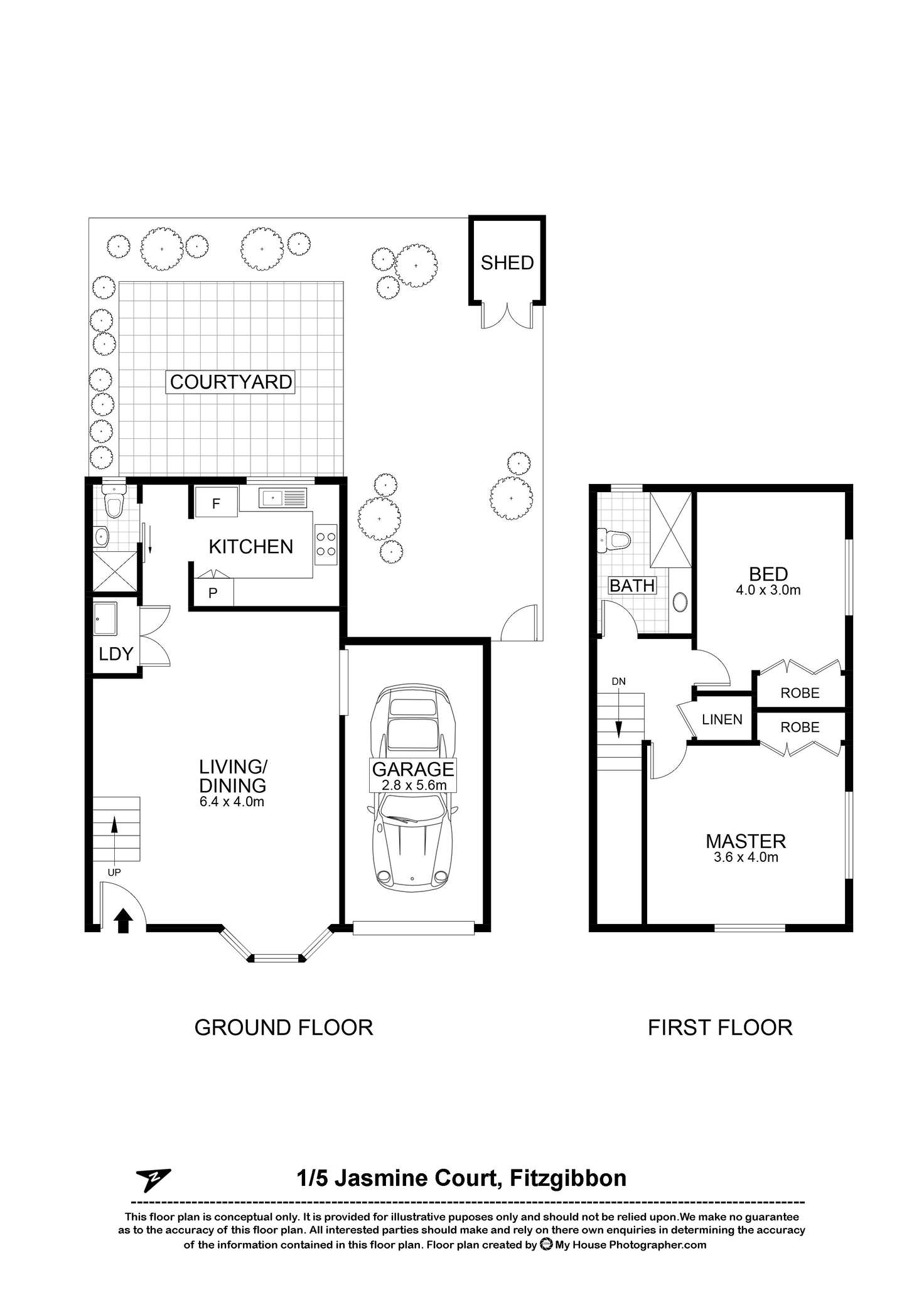 Floorplan of Homely semiDetached listing, 1/5 Jasmine Court, Fitzgibbon QLD 4018
