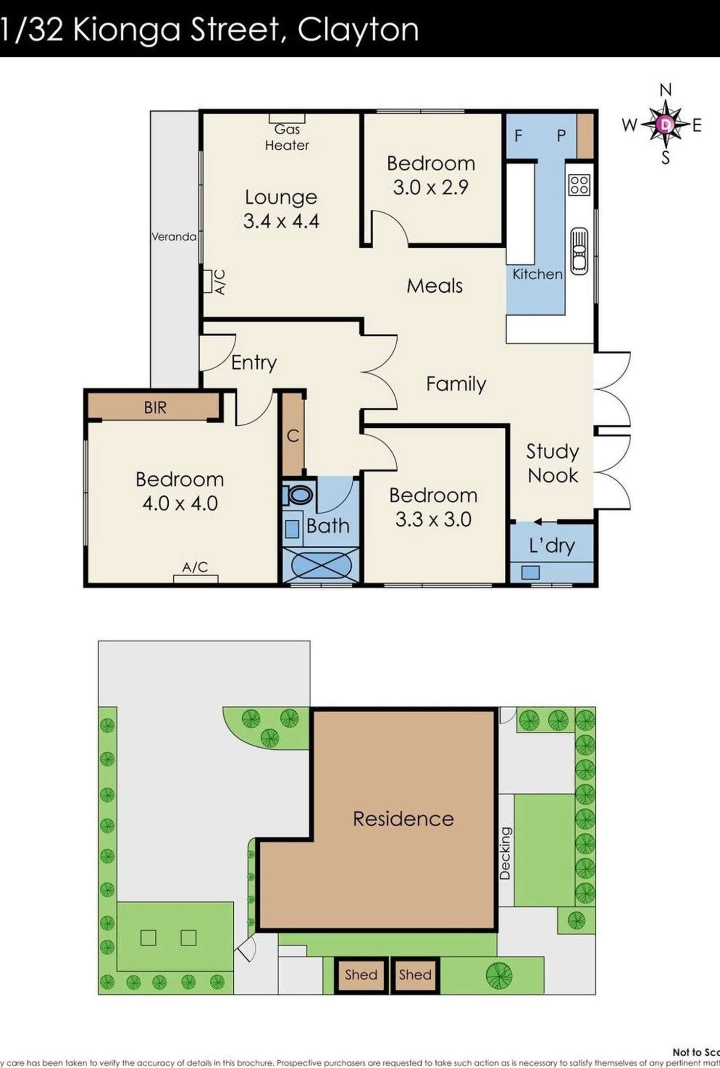 Floorplan of Homely unit listing, 1/32 Kionga Street, Clayton VIC 3168