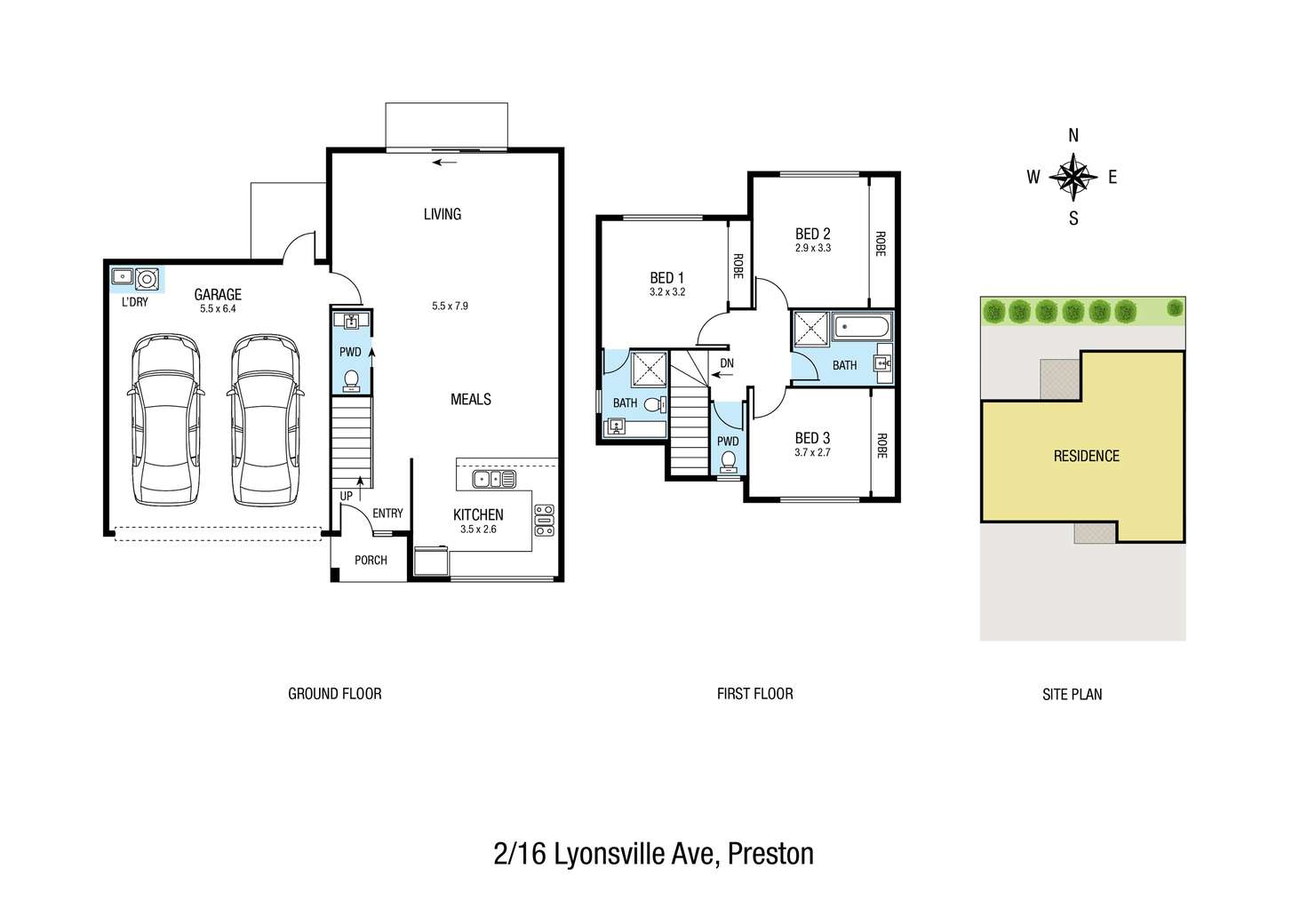 Floorplan of Homely townhouse listing, 2/16 Lyonsville Avenue, Preston VIC 3072