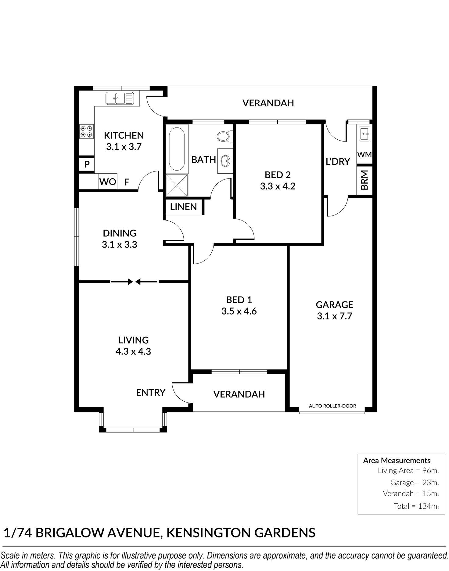 Floorplan of Homely unit listing, 1/74 Brigalow Avenue, Kensington Gardens SA 5068