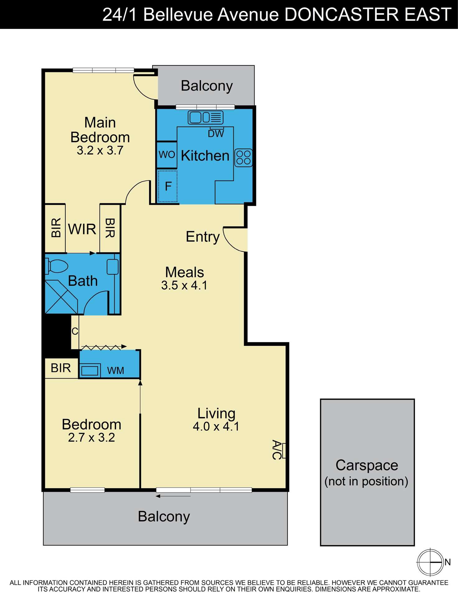 Floorplan of Homely apartment listing, 24/1 Bellevue Avenue, Doncaster East VIC 3109