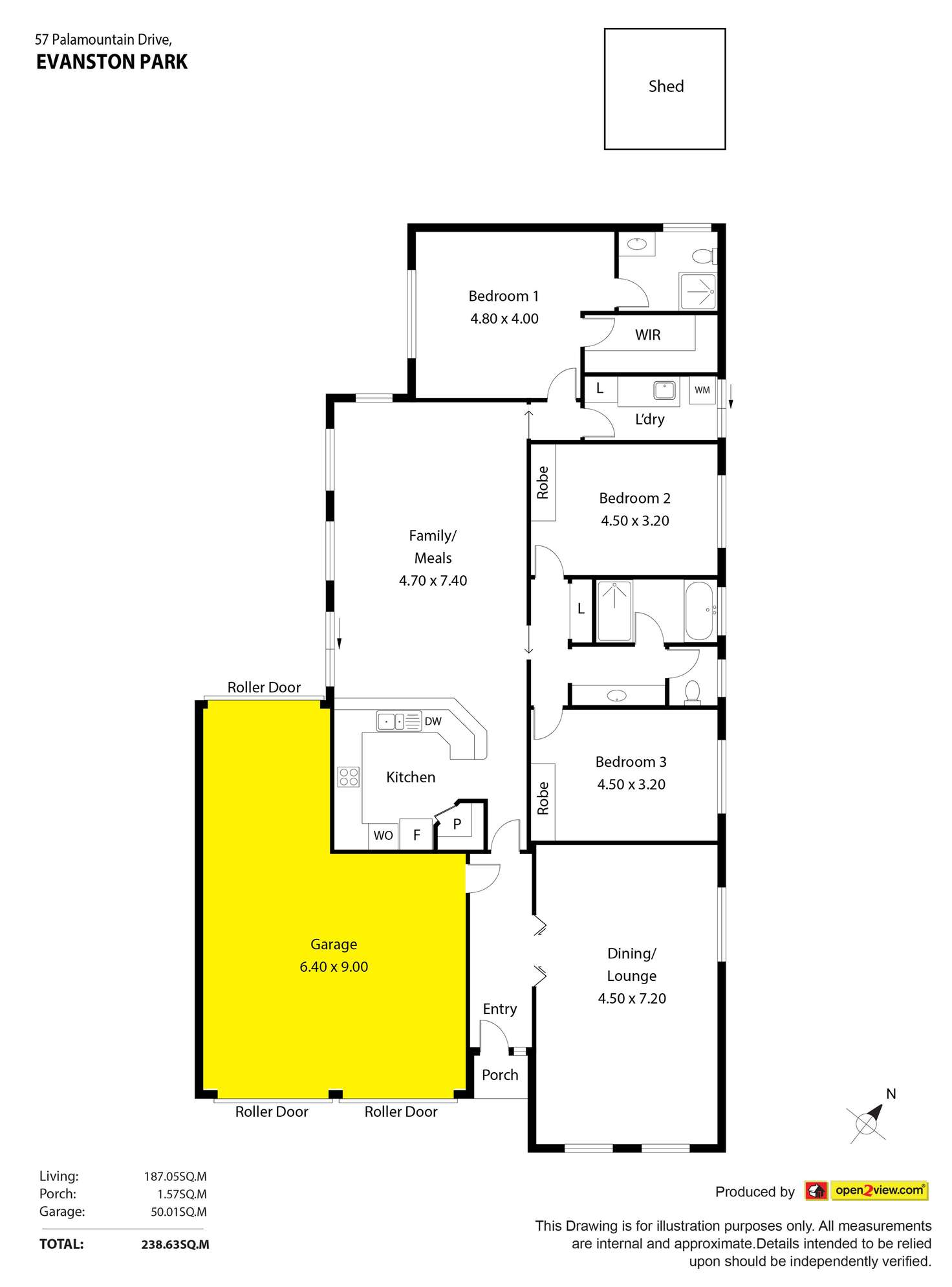 Floorplan of Homely house listing, 57 Palamountain Drive, Evanston Park SA 5116