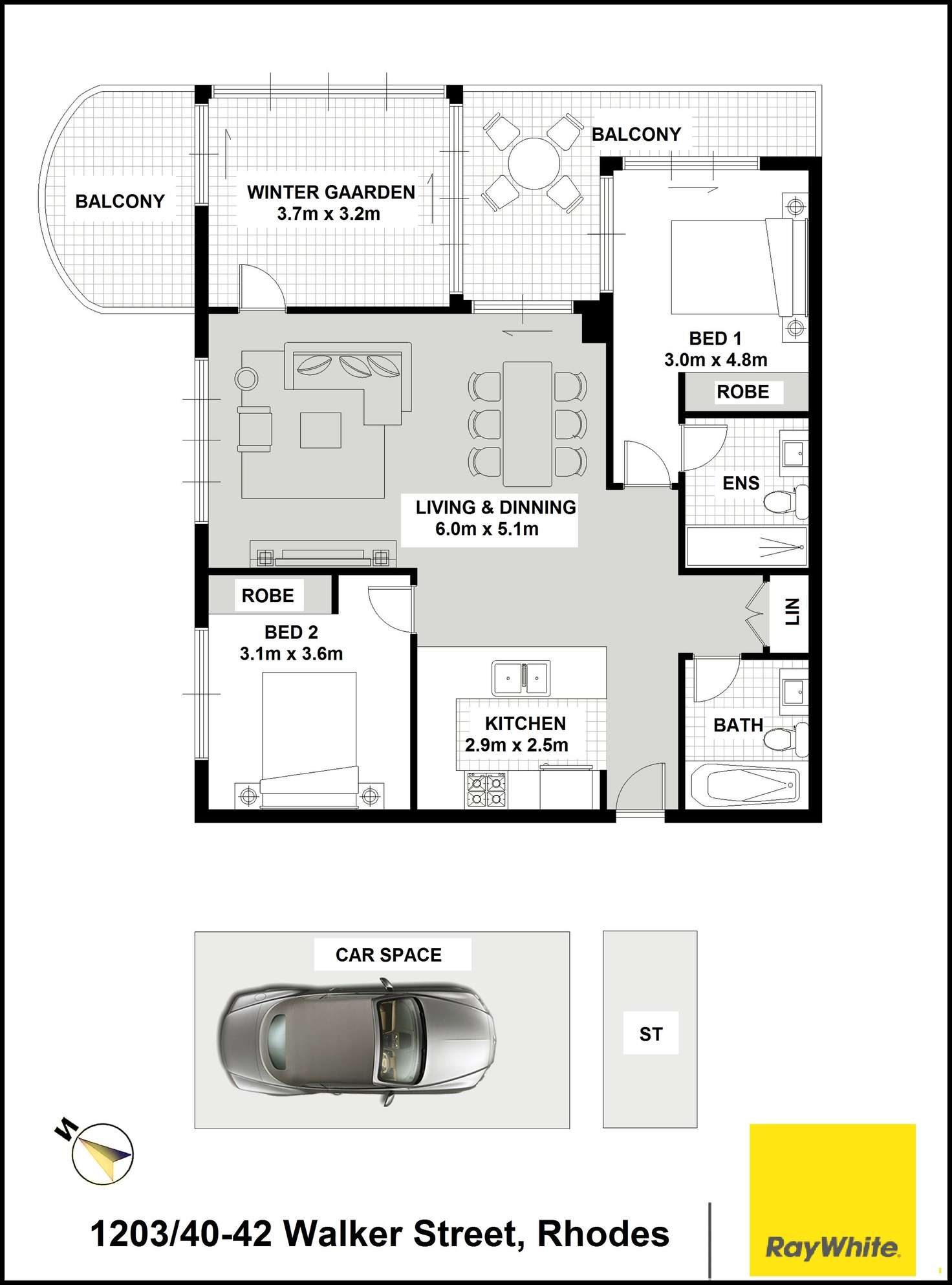 Floorplan of Homely apartment listing, 1203/42 Walker Street, Rhodes NSW 2138