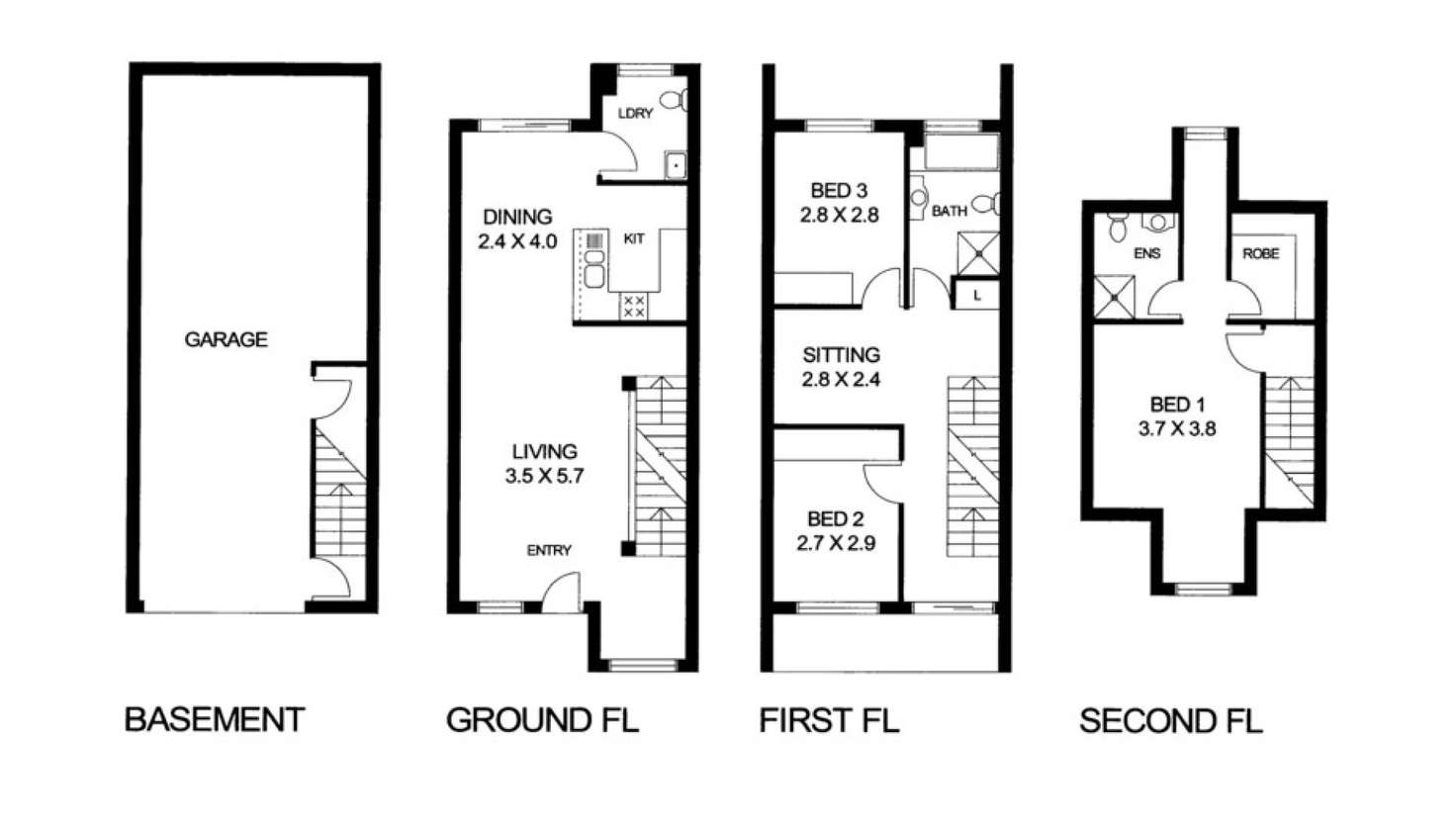Floorplan of Homely townhouse listing, 3/32-36 Belmore Street, North Parramatta NSW 2151