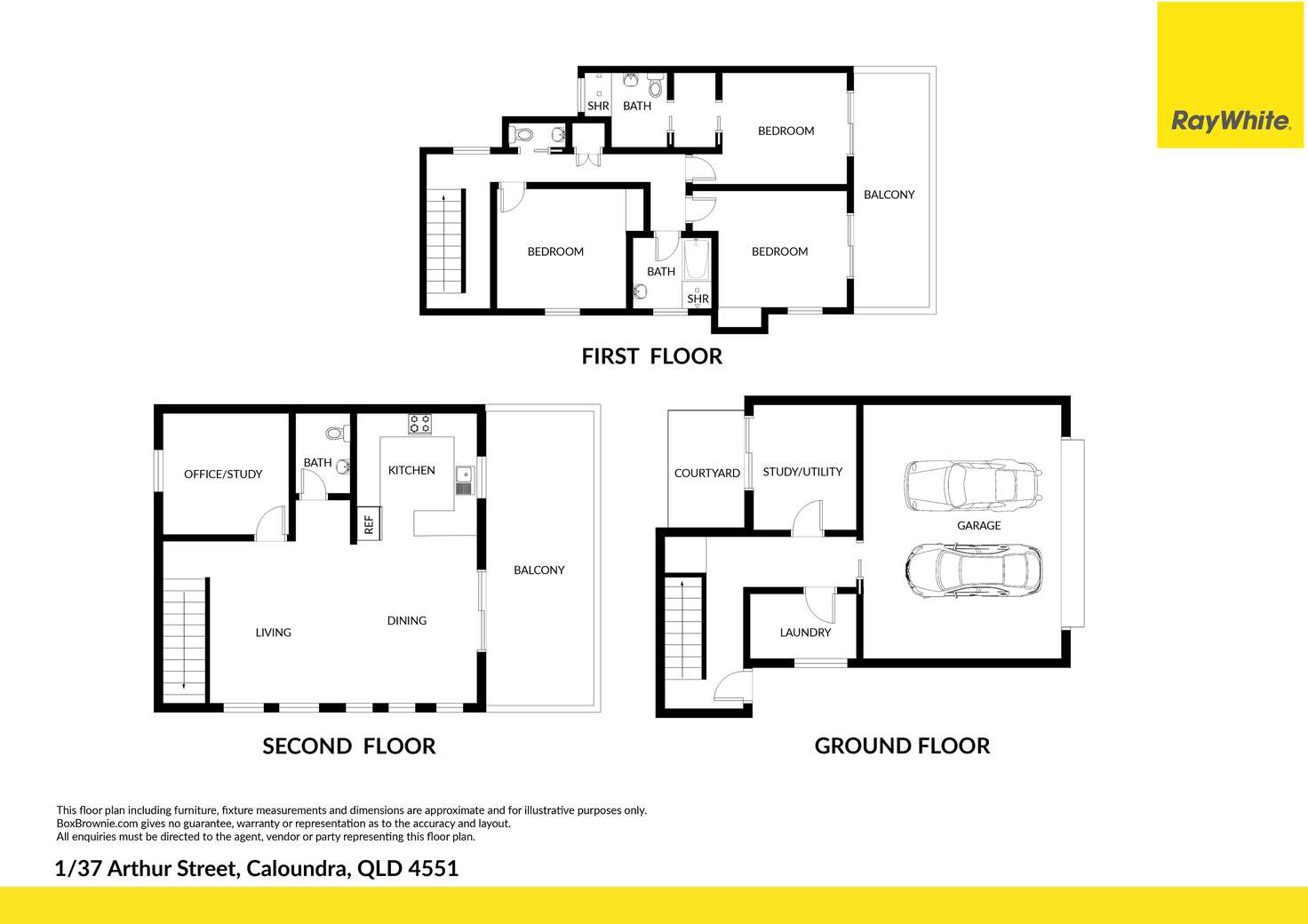 Floorplan of Homely townhouse listing, 1/37 Arthur Street, Caloundra QLD 4551