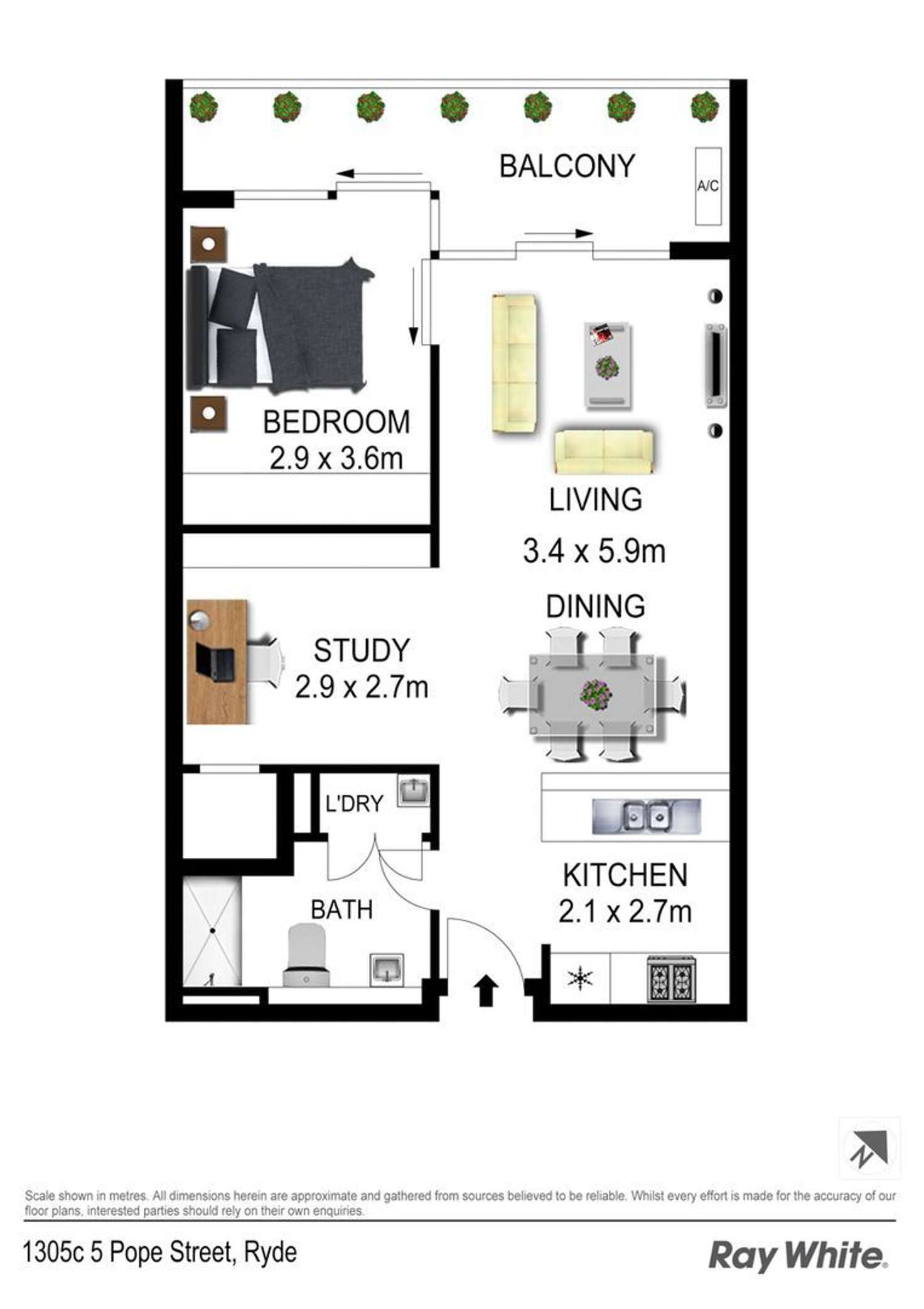 Floorplan of Homely apartment listing, 1305C/5 Pope Street, Ryde NSW 2112