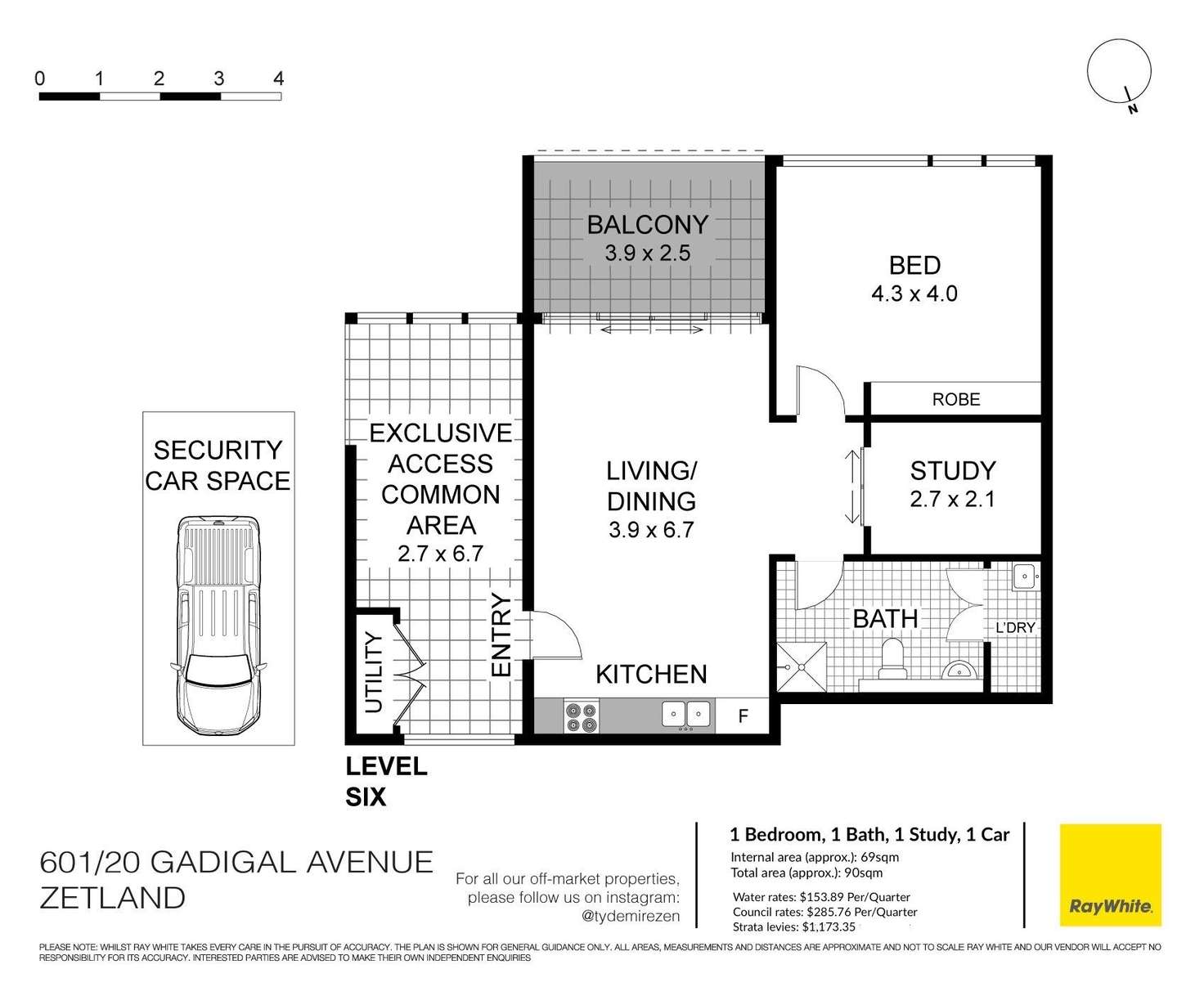 Floorplan of Homely apartment listing, 601/20 Gadigal Avenue, Zetland NSW 2017