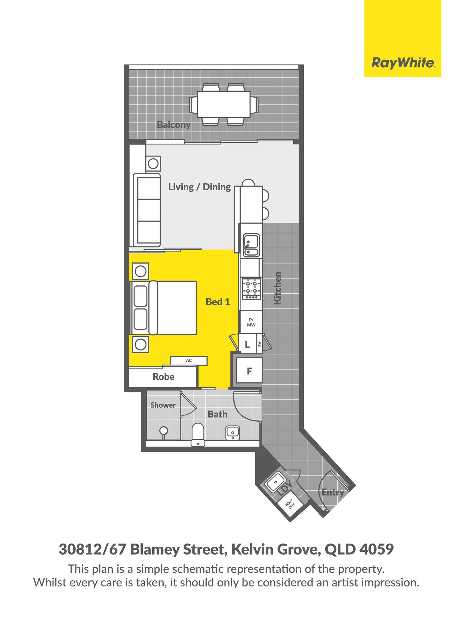 Floorplan of Homely unit listing, 30812/67 Blamey Street, Kelvin Grove QLD 4059