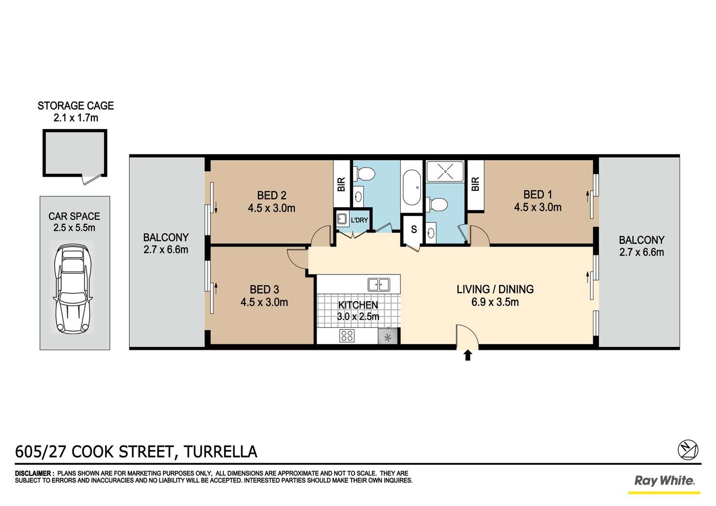 Floorplan of Homely apartment listing, 605/27 Cook Street, Turrella NSW 2205
