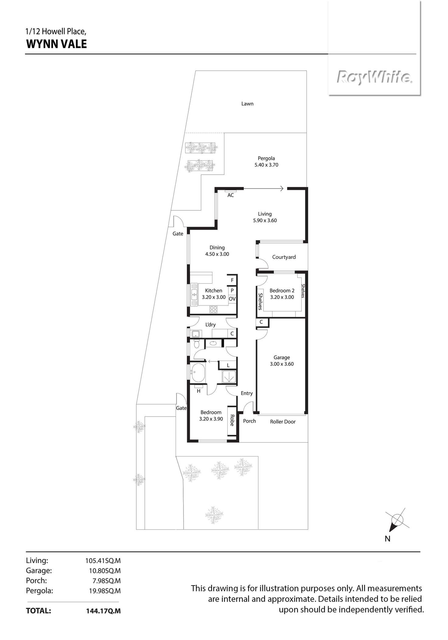 Floorplan of Homely unit listing, 1/12 Howell Place, Wynn Vale SA 5127