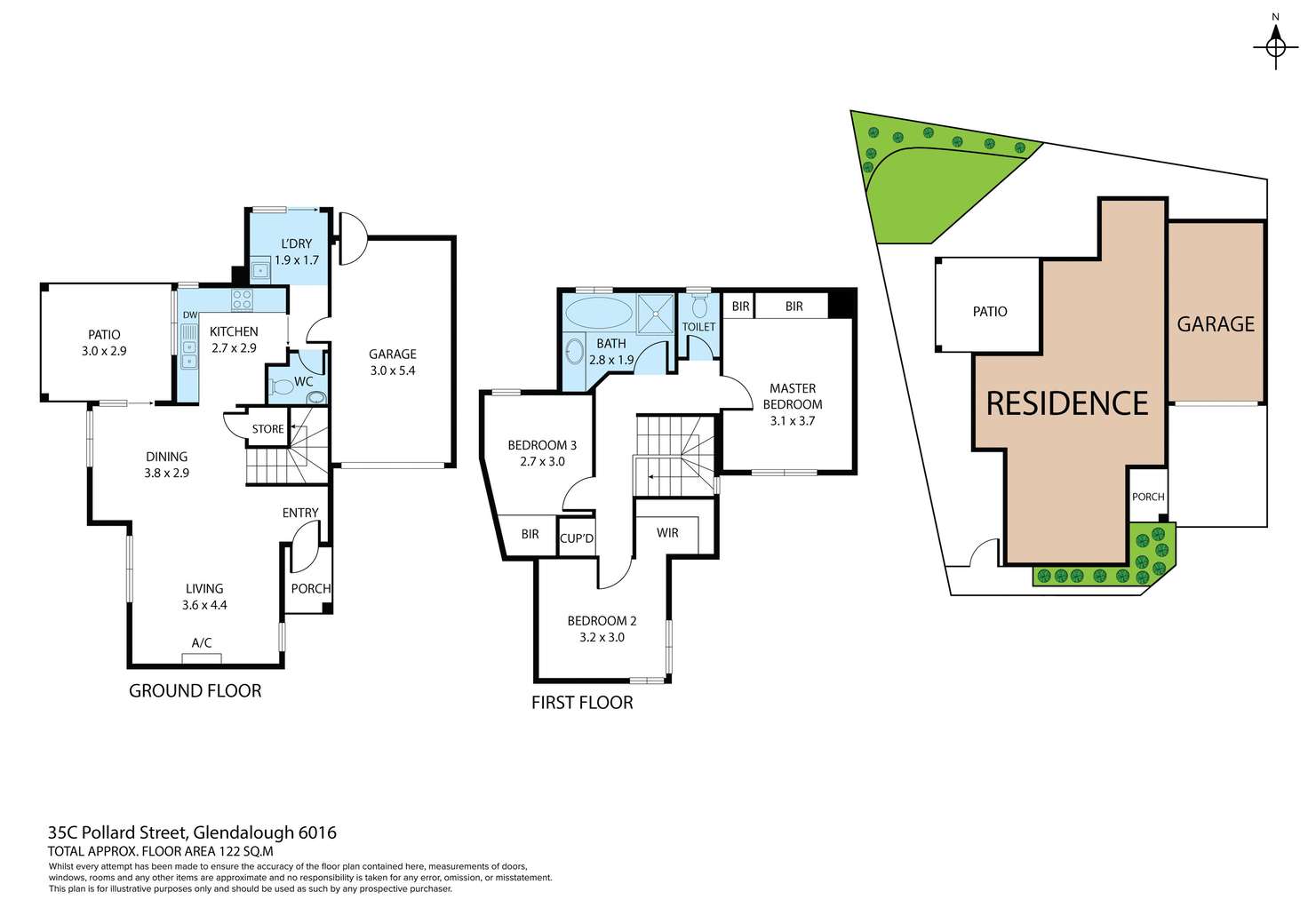 Floorplan of Homely townhouse listing, 35C Pollard Street, Glendalough WA 6016
