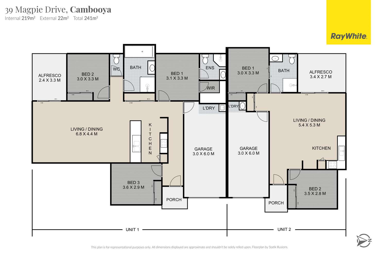 Floorplan of Homely unit listing, 1 & 2/39 Magpie Drive, Cambooya QLD 4358