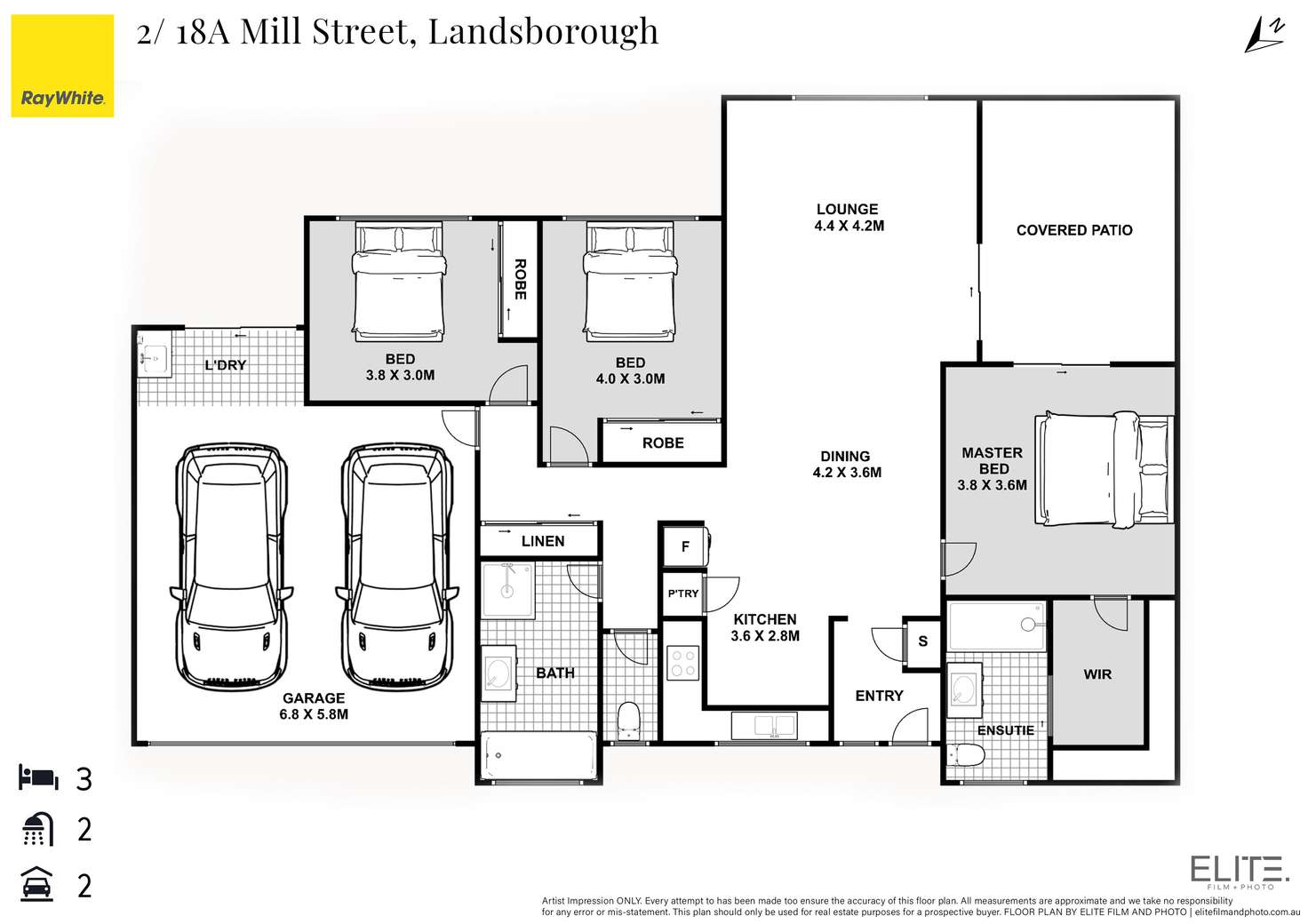 Floorplan of Homely unit listing, 2/18A Mill Street, Landsborough QLD 4550