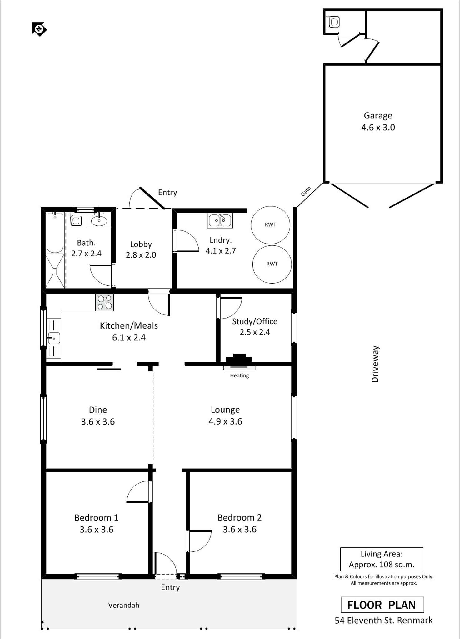 Floorplan of Homely house listing, 54 Eleventh Street, Renmark SA 5341