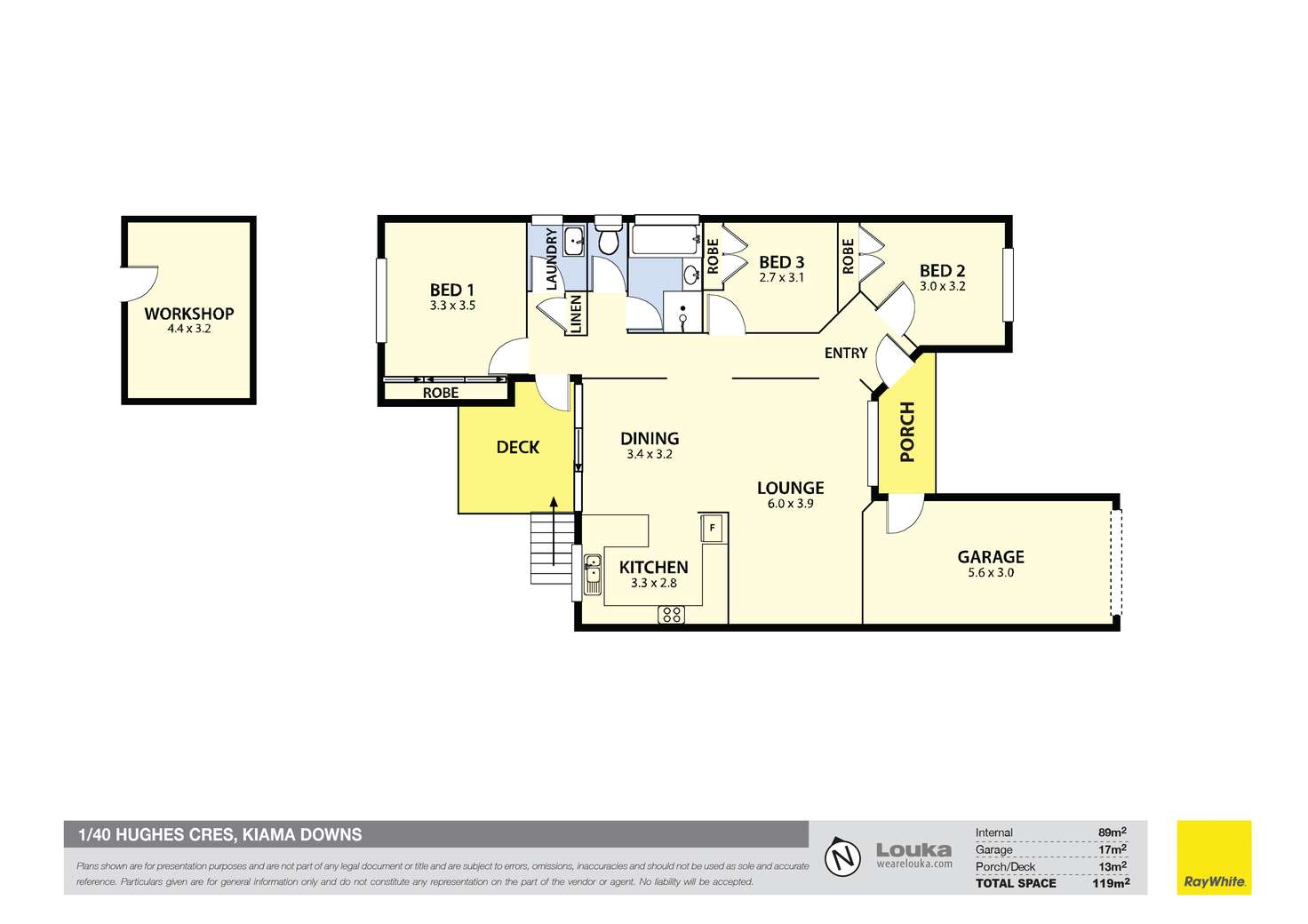 Floorplan of Homely semiDetached listing, 1/40 Hughes Crescent, Kiama Downs NSW 2533