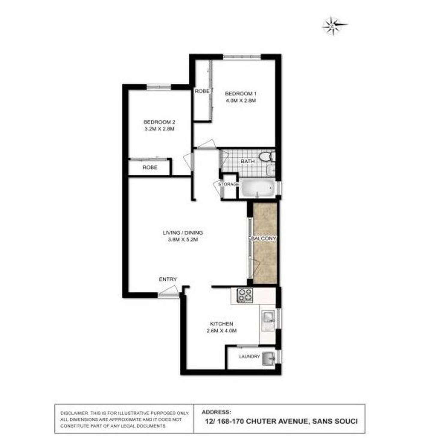 Floorplan of Homely unit listing, 12/168-170 Chuter Avenue, Sans Souci NSW 2219