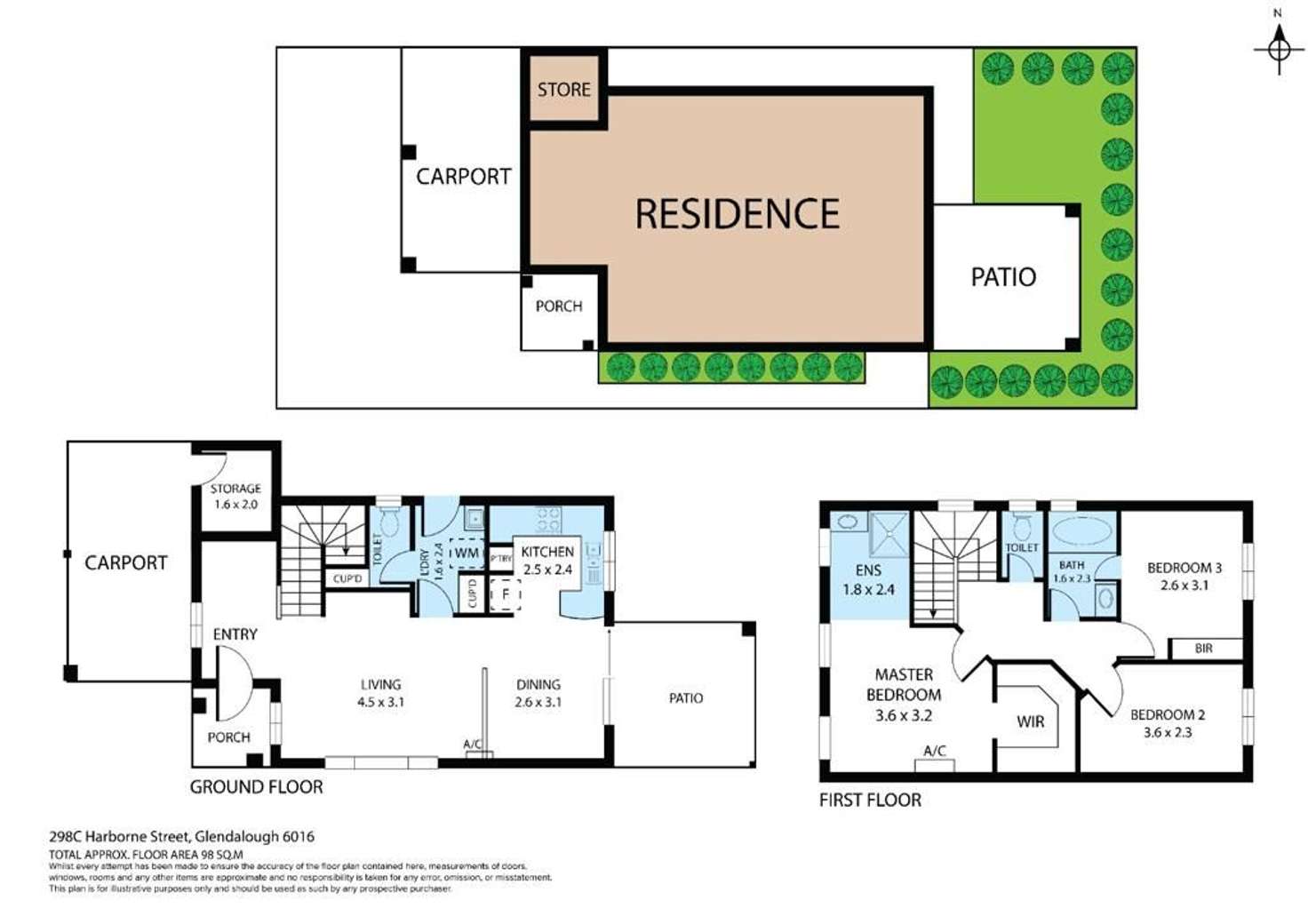 Floorplan of Homely townhouse listing, 298C Harborne Street, Glendalough WA 6016