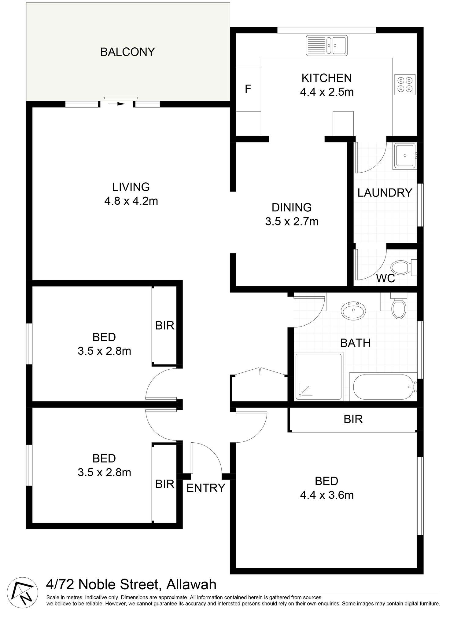 Floorplan of Homely unit listing, 4/72 Noble Street, Allawah NSW 2218