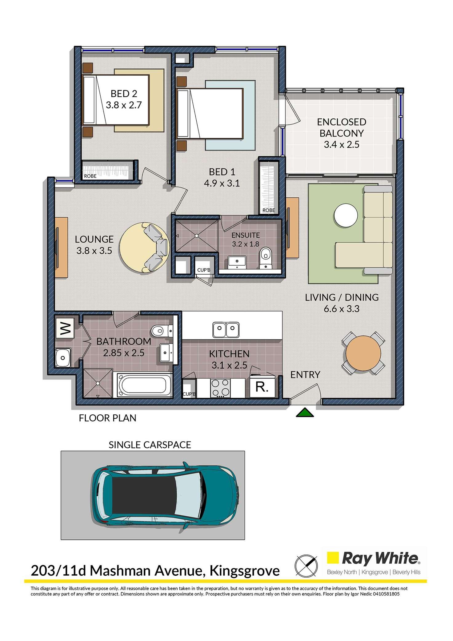 Floorplan of Homely unit listing, 203/11D Mashman Avenue, Kingsgrove NSW 2208