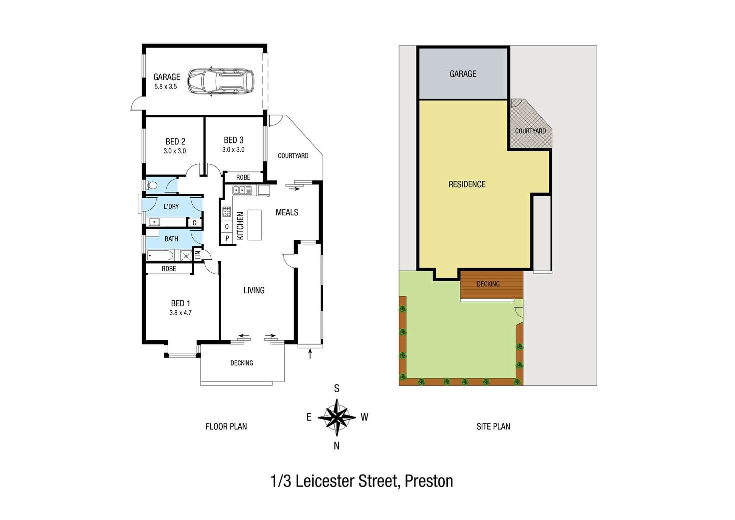 Floorplan of Homely unit listing, 1/3 Leicester Street, Preston VIC 3072