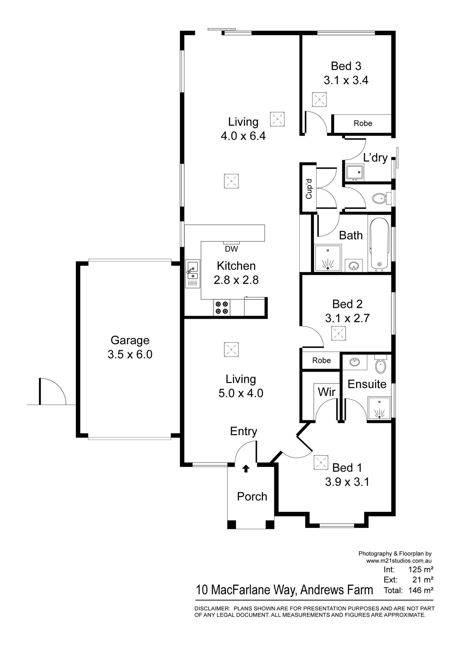Floorplan of Homely house listing, 10 MacFarlane Way, Andrews Farm SA 5114
