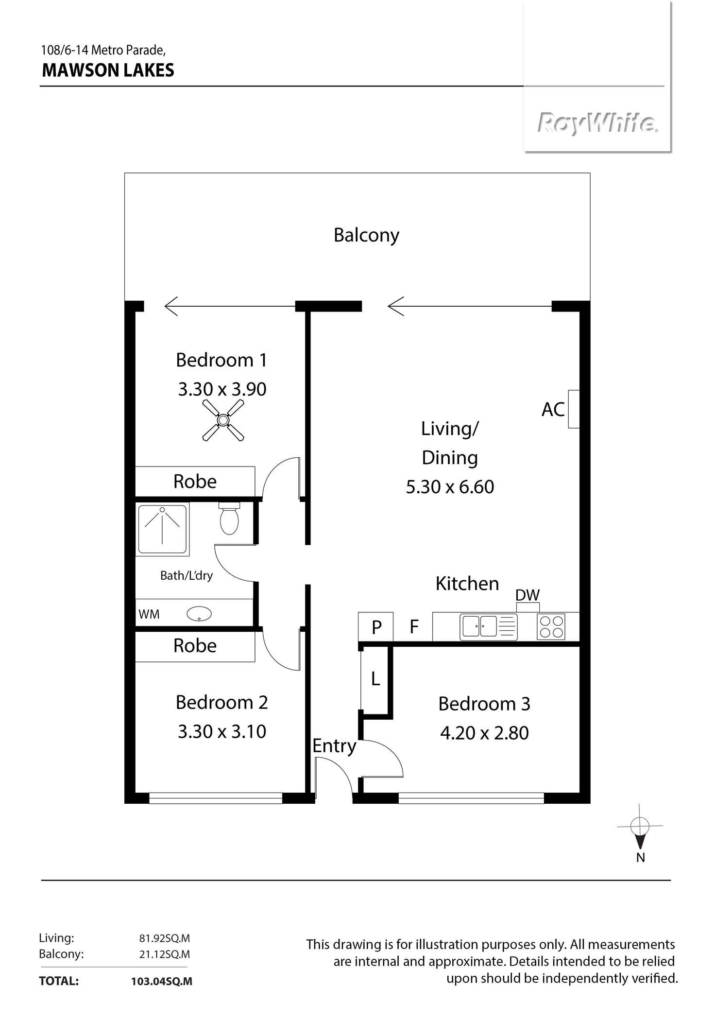 Floorplan of Homely apartment listing, 108/6-14 Metro Parade, Mawson Lakes SA 5095
