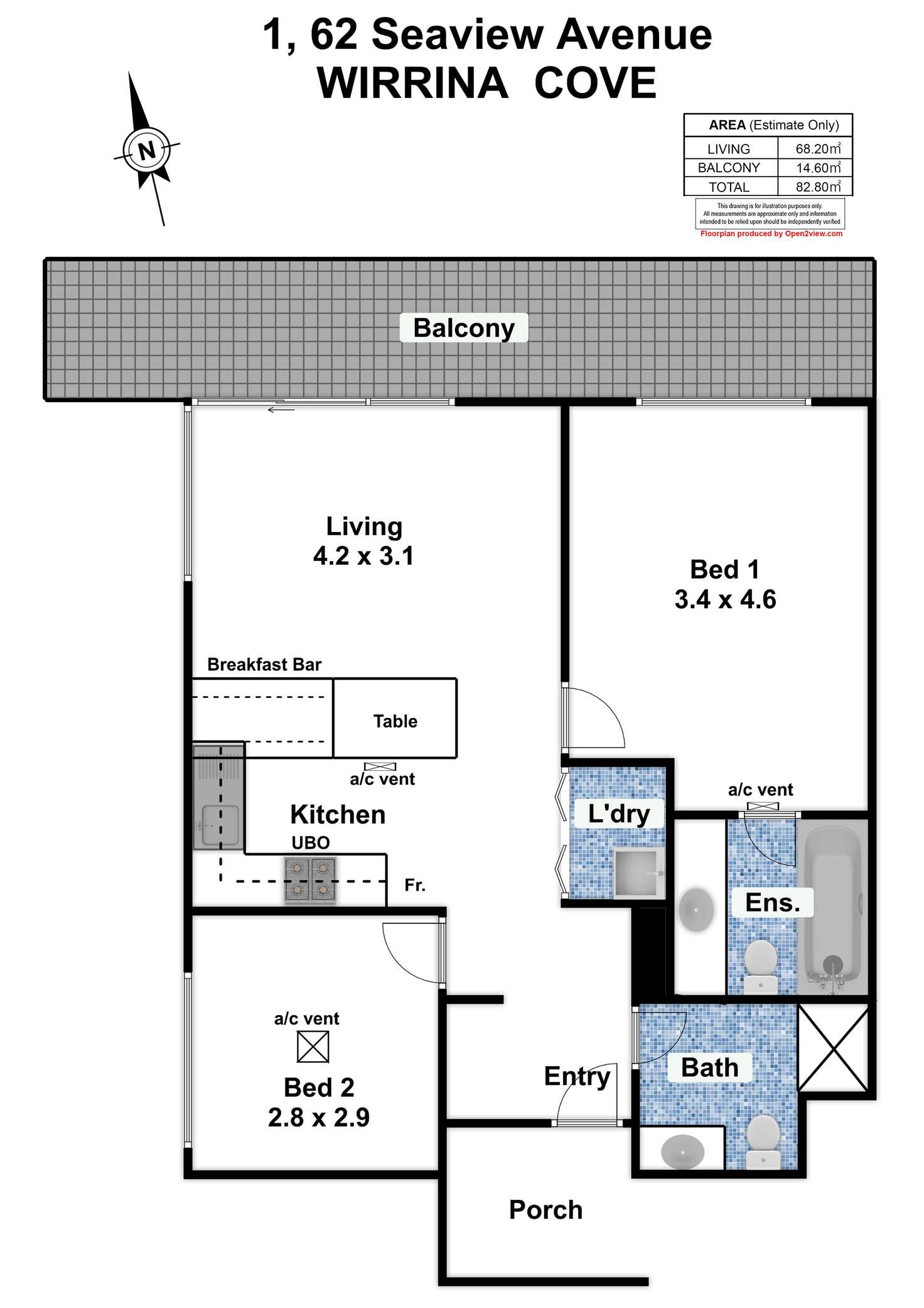 Floorplan of Homely unit listing, 1/62 Seaview Avenue, Wirrina Cove SA 5204